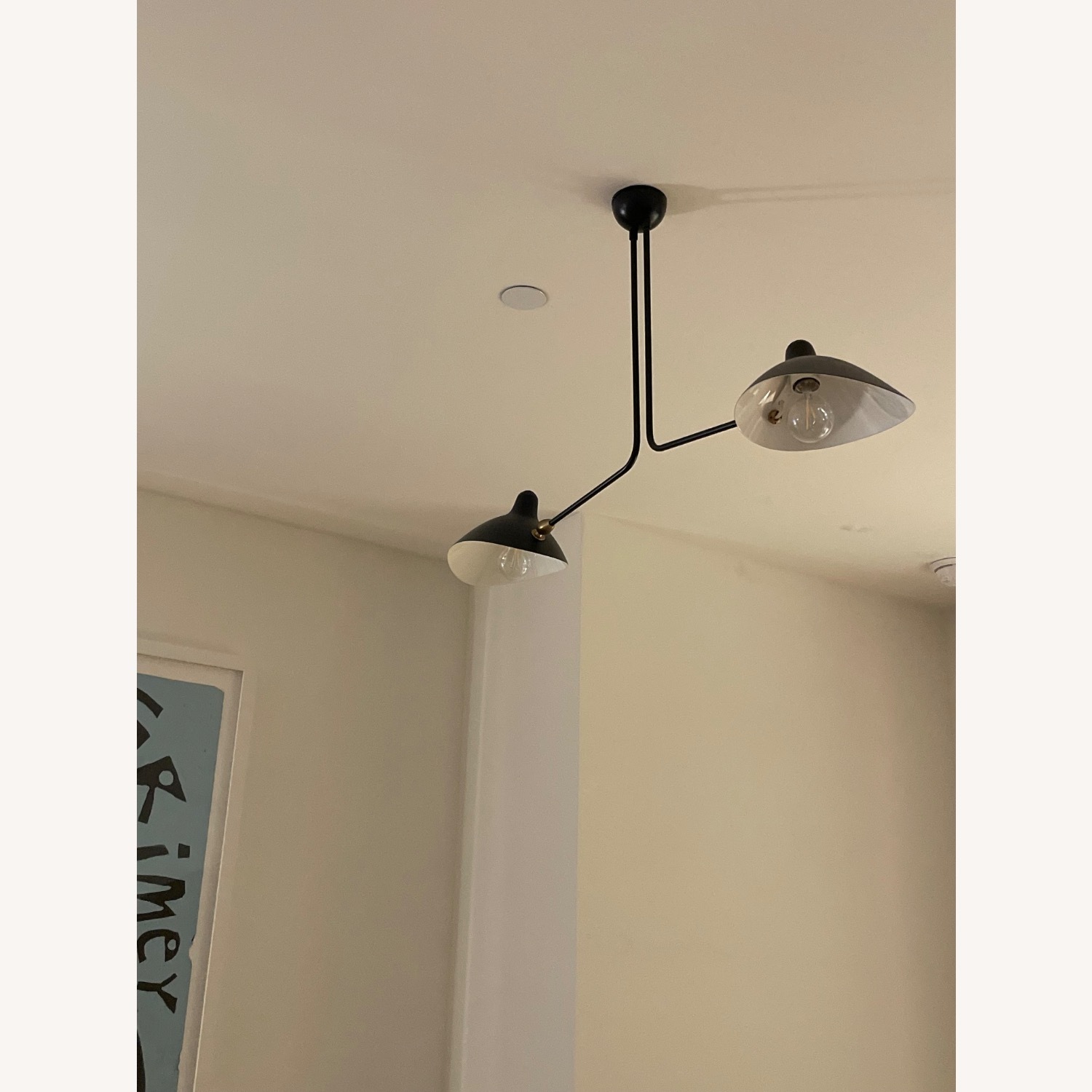 Serge Mouille Two Arm Black Ceiling Light E12 - image-2