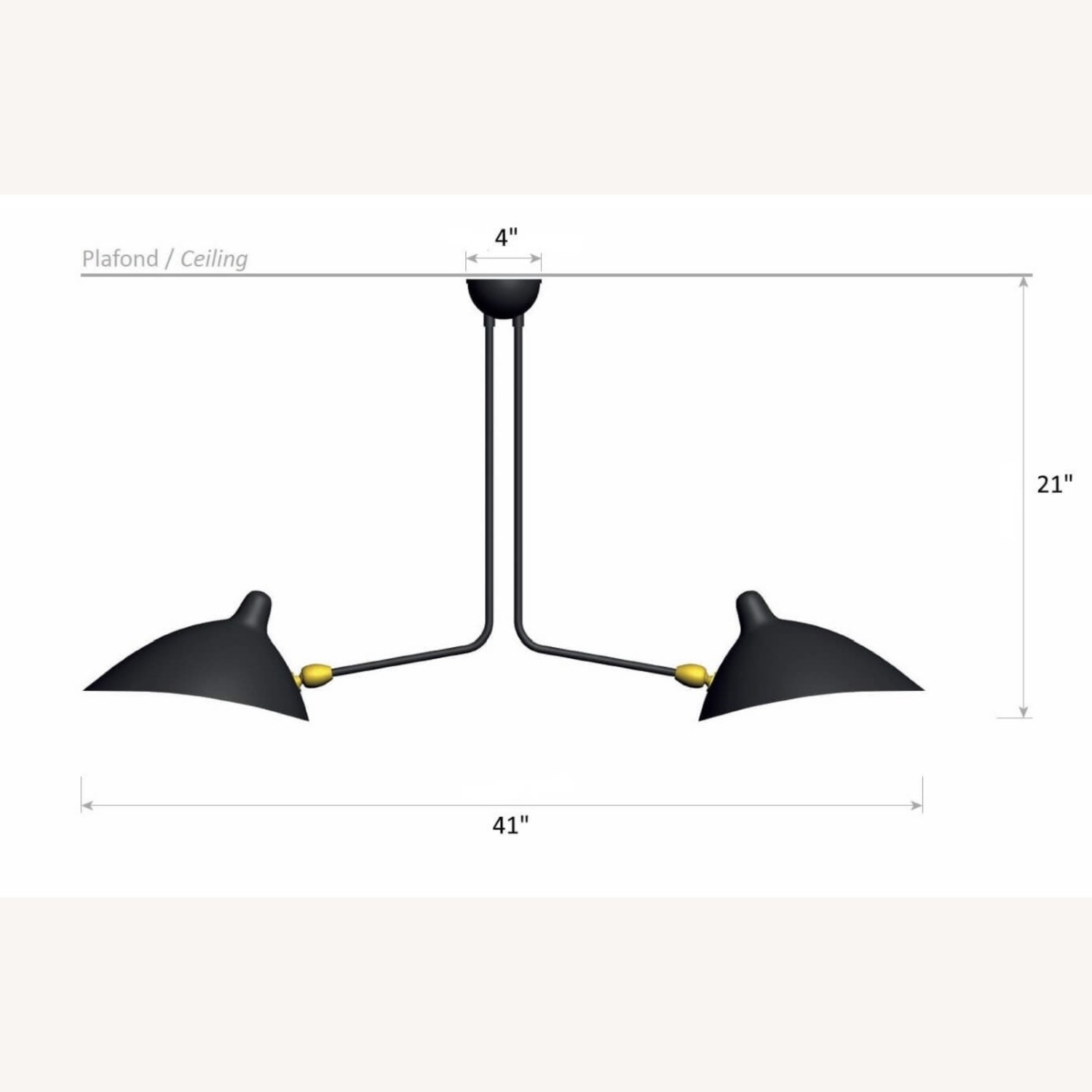 Serge Mouille Two Arm Black Ceiling Light E12 - image-4