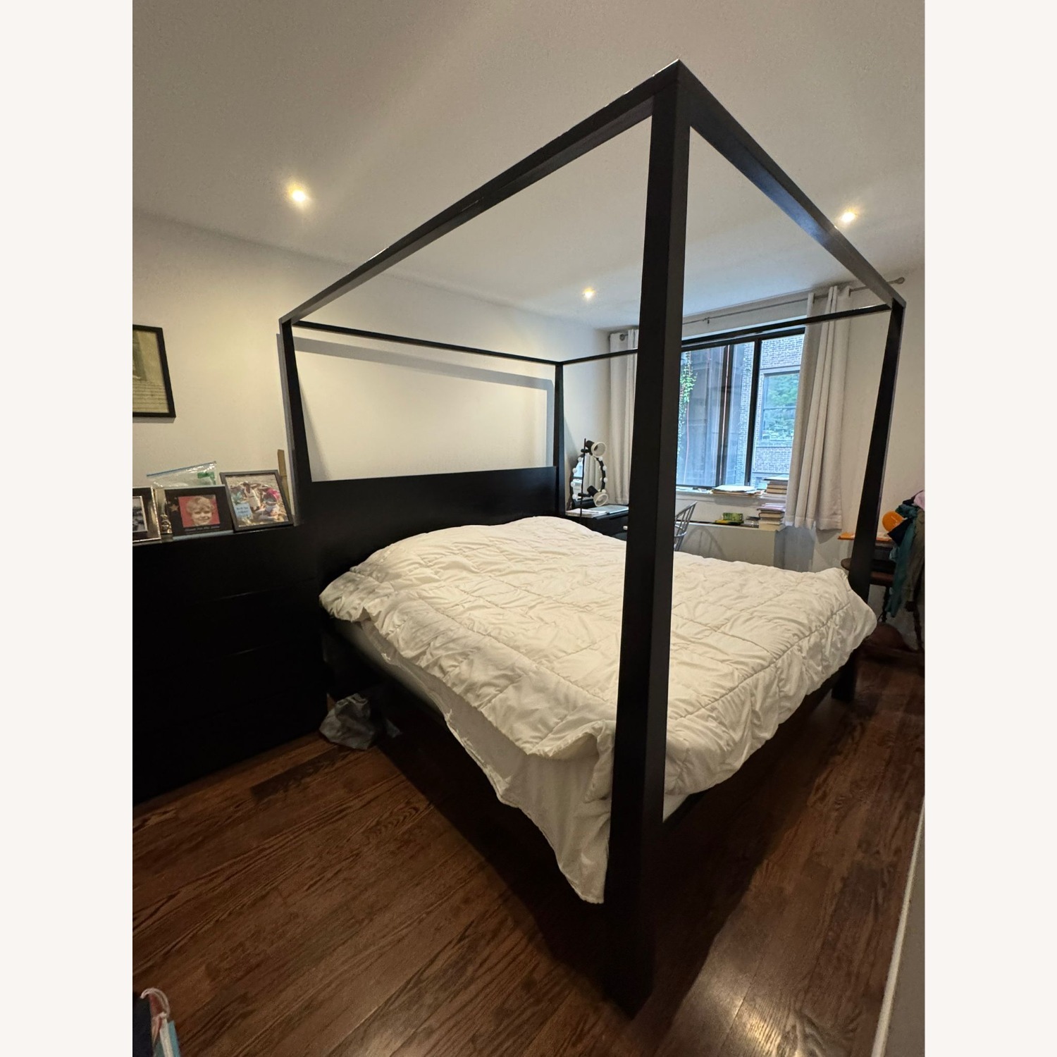 Keane Black Wood King Canopy Bed - image-1