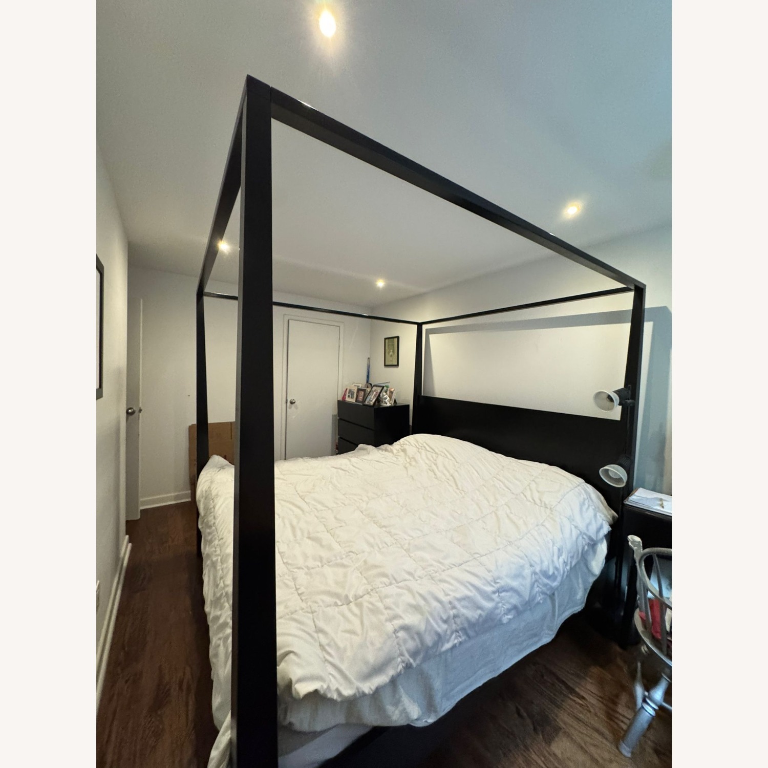 Keane Black Wood King Canopy Bed - image-2