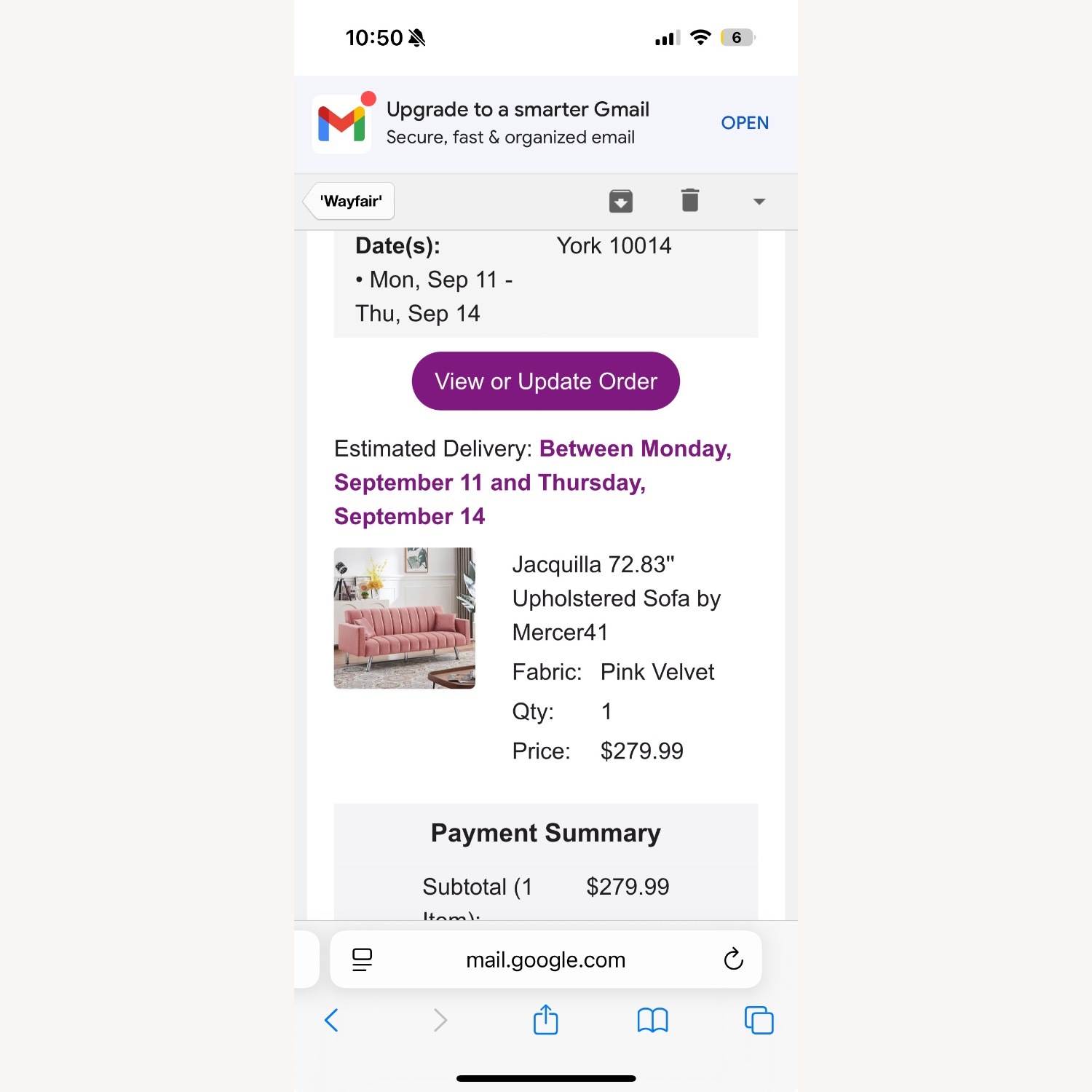 Wayfair Pink Velvet Sleeper Sofa  - image-4