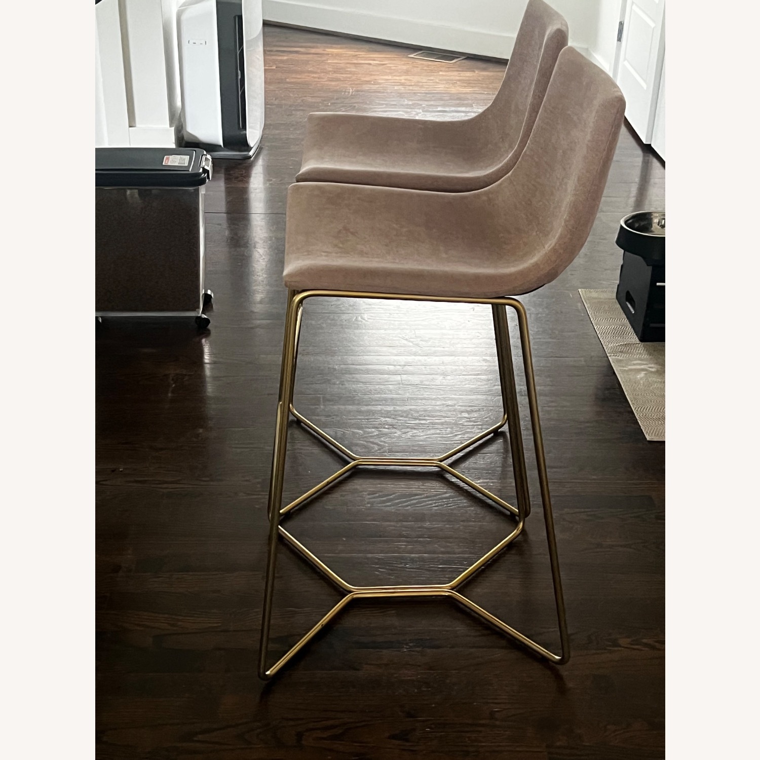 West Elm Pink and Gold stools - image-3