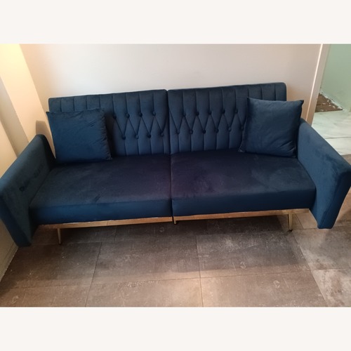 Used Blue Velvet  Sofa Futon for sale on AptDeco