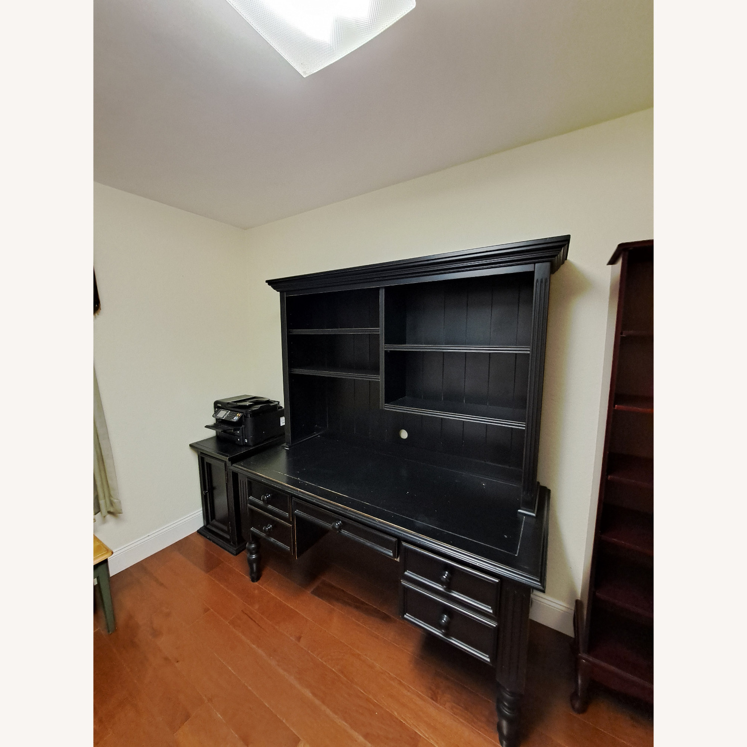 Large Black Desk with Bookshelf - image-2