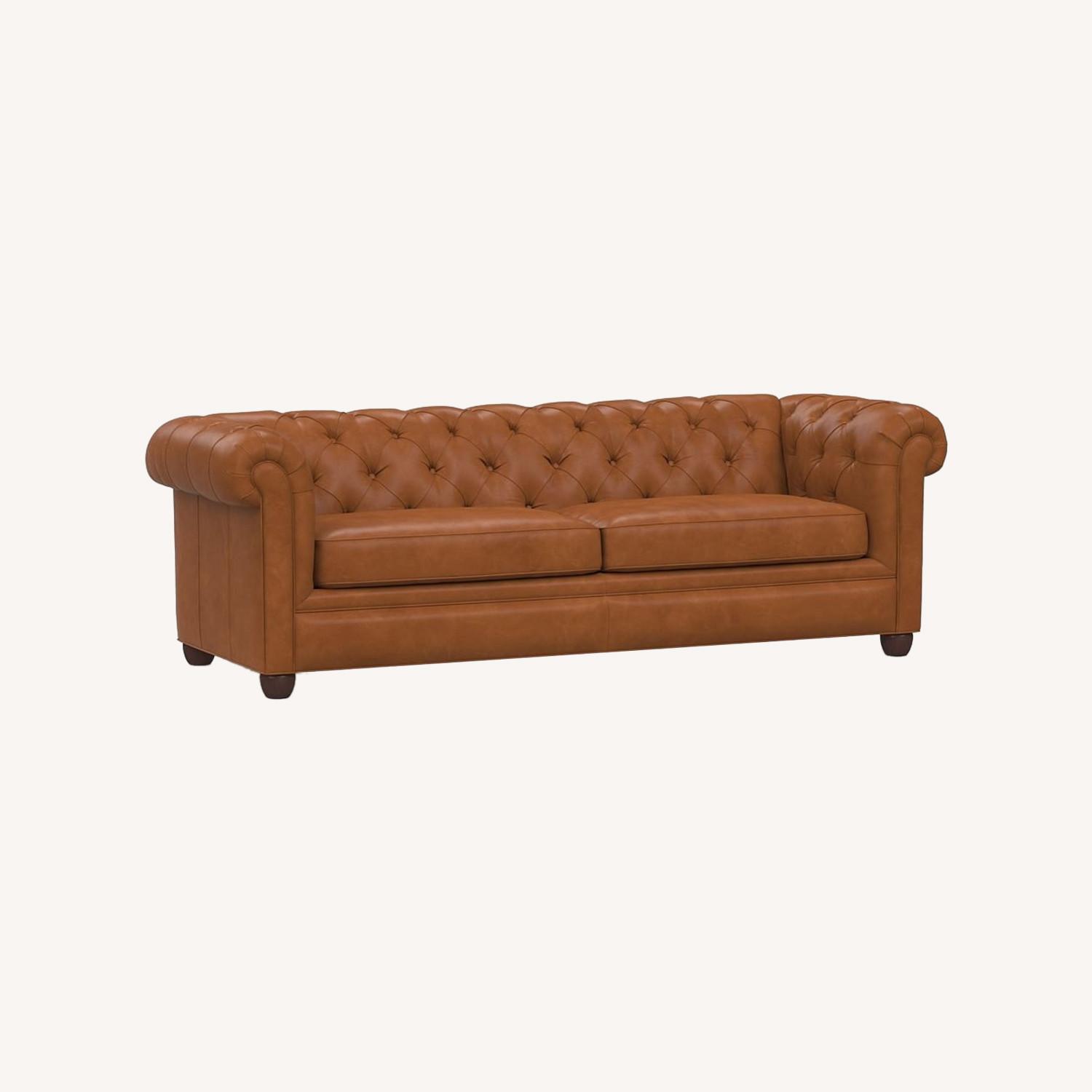 Pottery Barn Chesterfield Roll Arm Leather Sofa - image-0