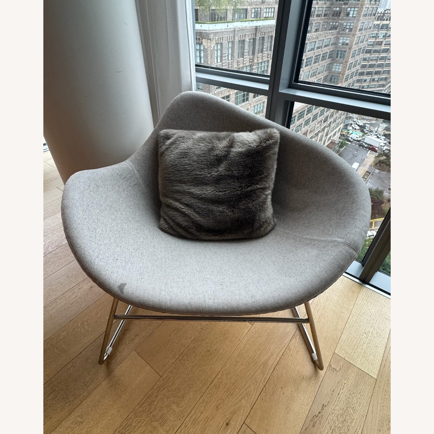 AllModern Light Grey Round Accent Chair - image-1