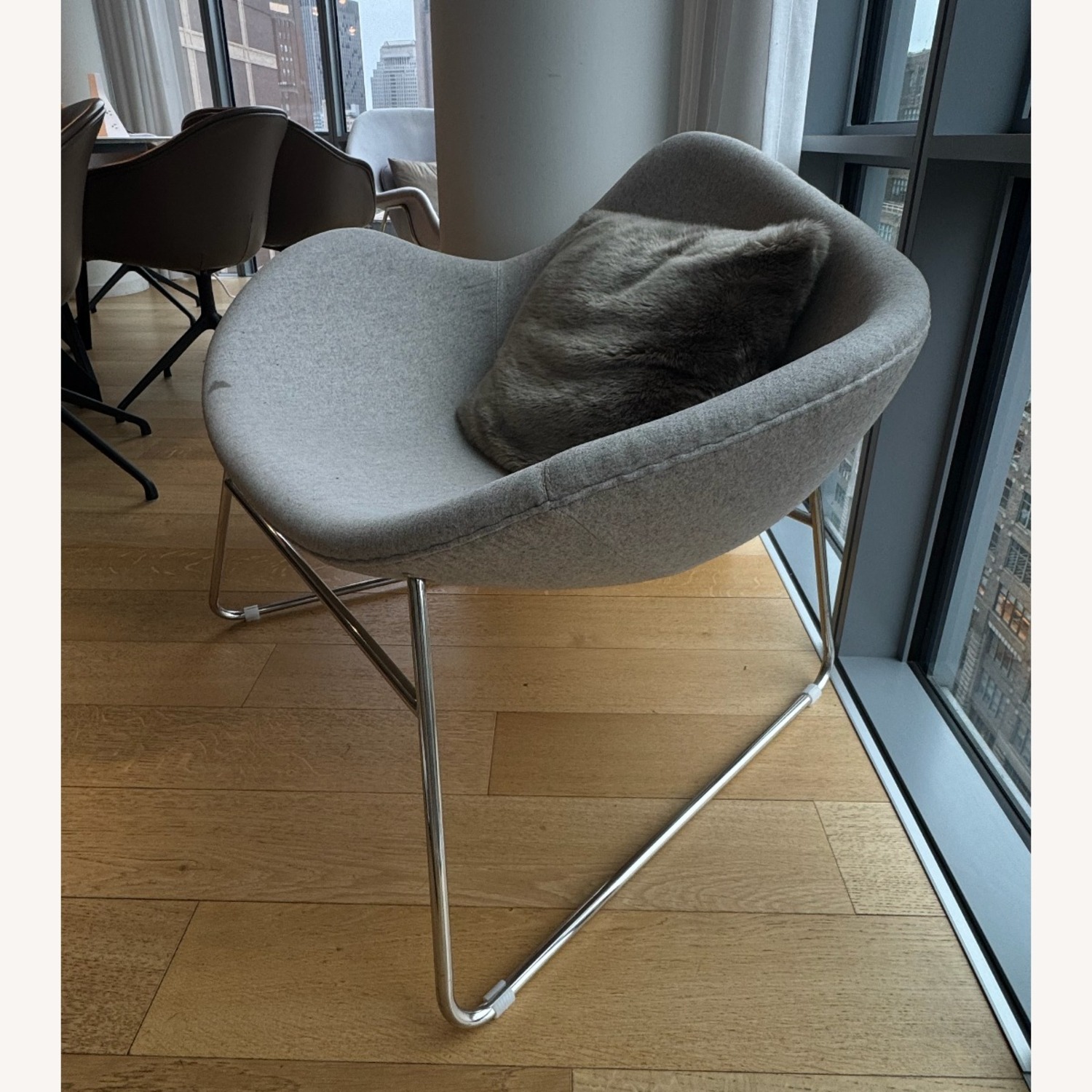 AllModern Light Grey Round Accent Chair - image-4
