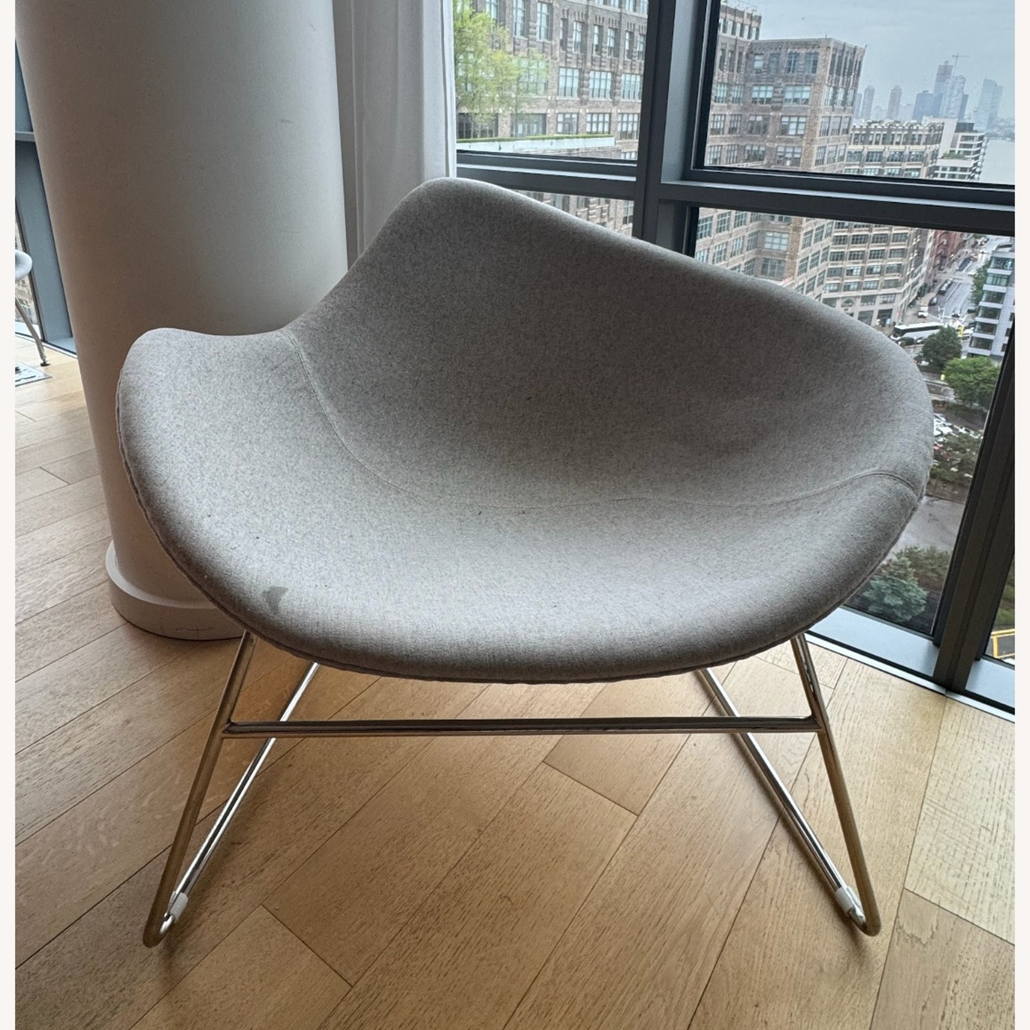 AllModern Light Grey Round Accent Chair - image-3