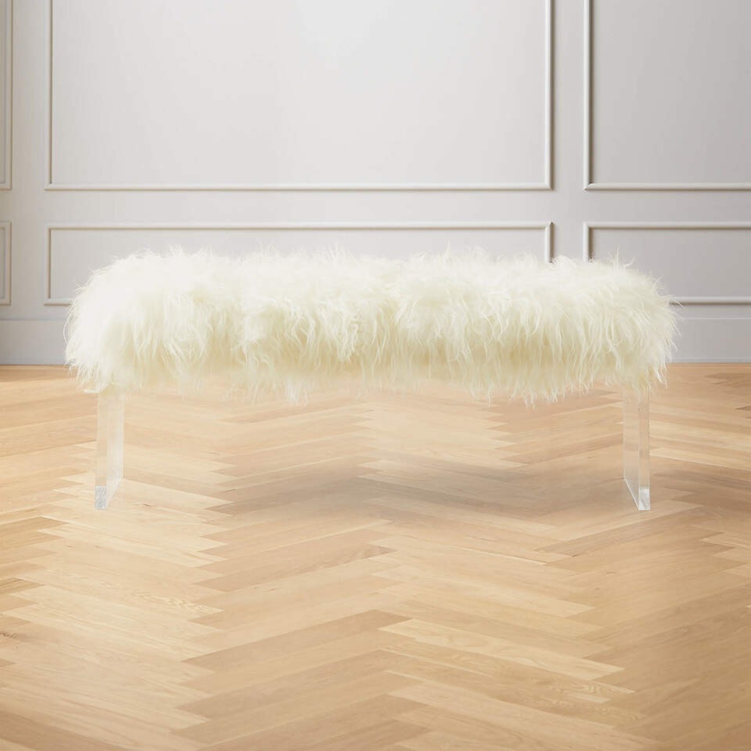 CB2 Acrylic Sheepskin Bench - image-7