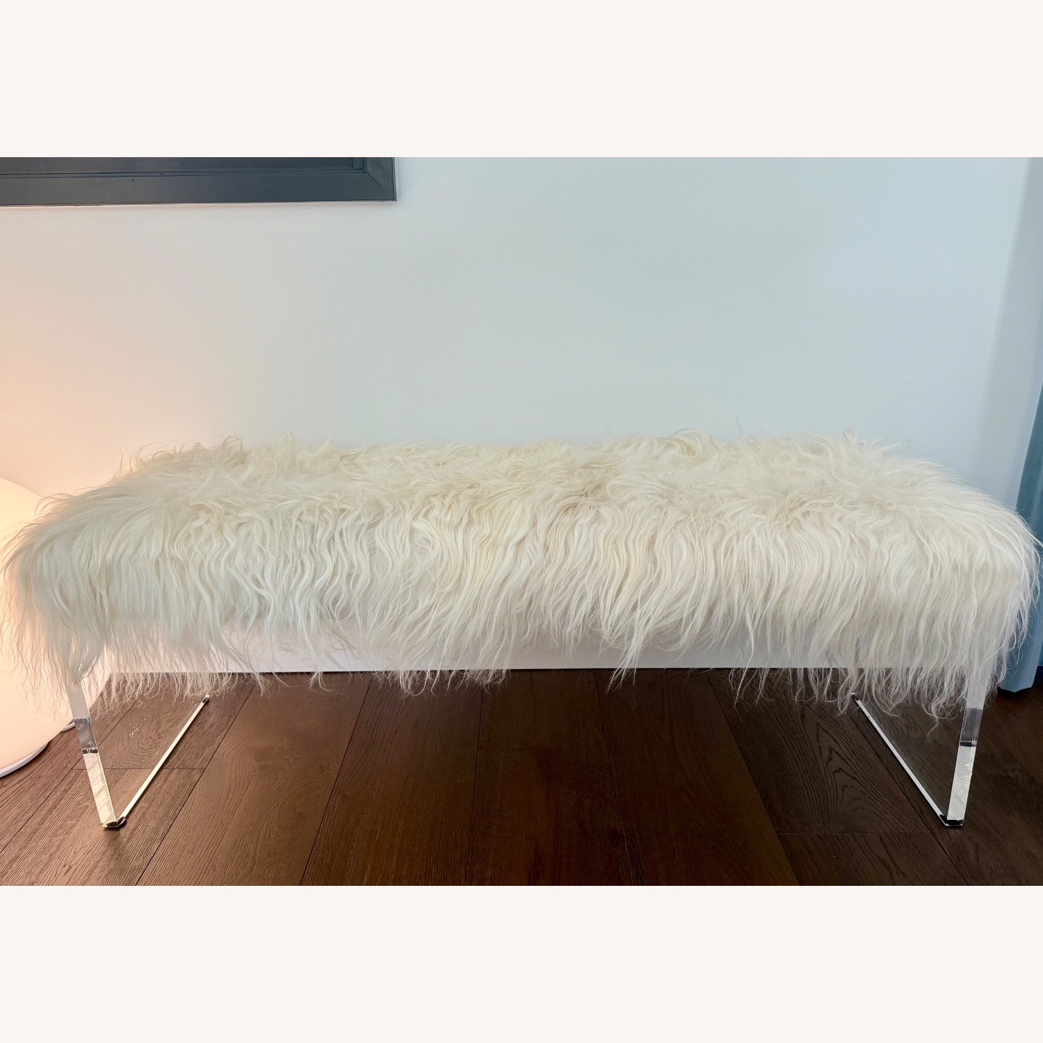 CB2 Acrylic Sheepskin Bench - image-1