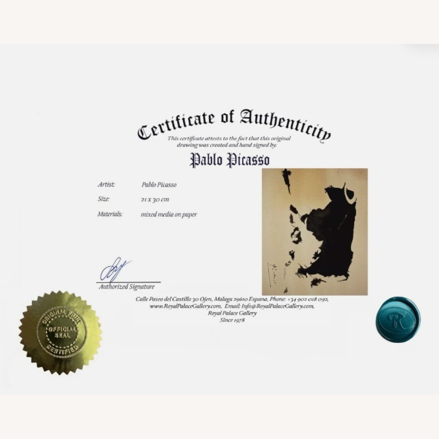 Real Bull Picasso Art Signed from Italy  - image-2