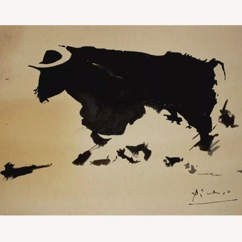 Used Real Bull Picasso Art Signed from Italy  for sale on AptDeco