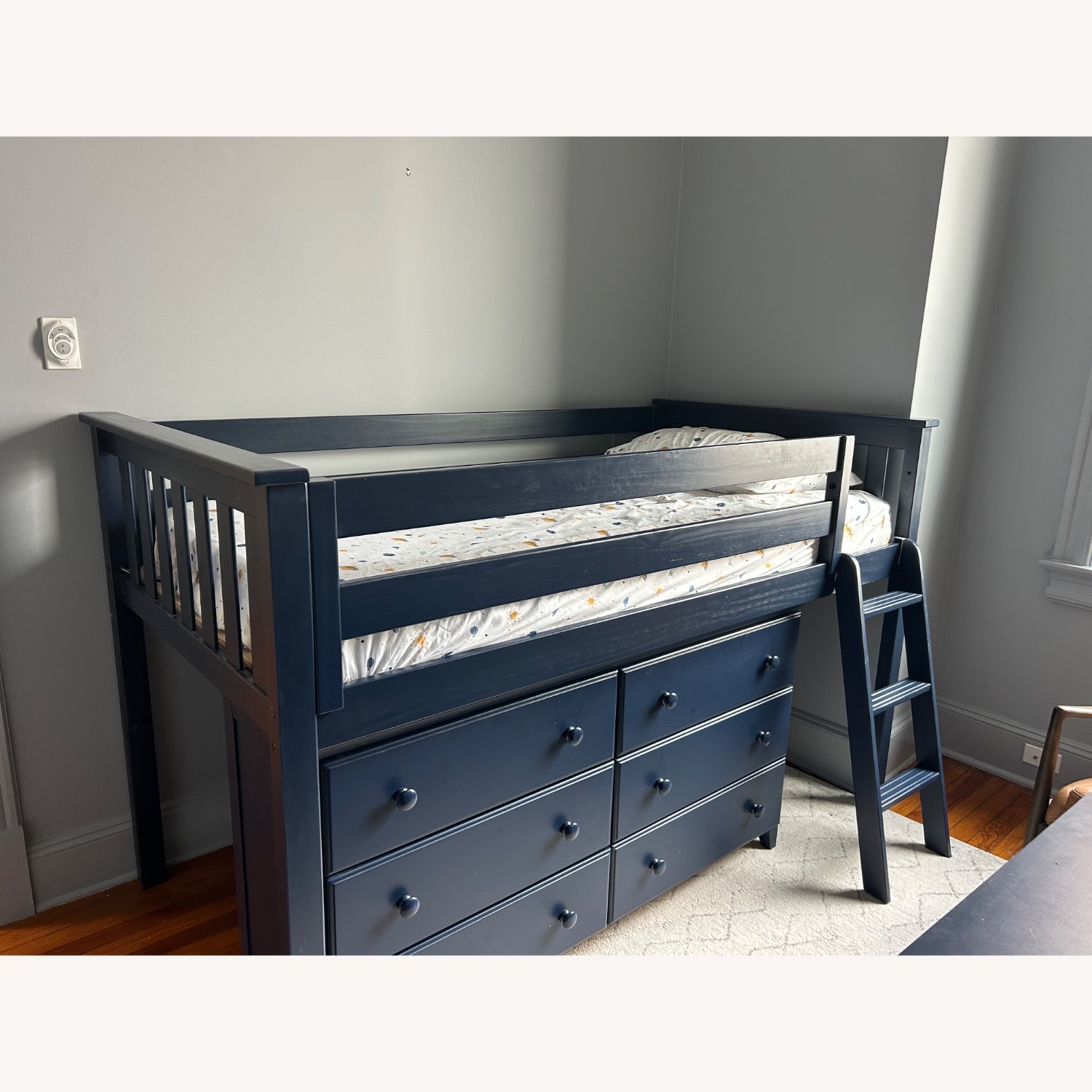 Low Loft Style Twin Bed with Dresser and Bookshelf - image-2