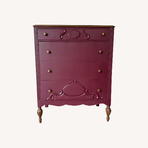 Used Painted Wine Red Antique Tallboy for sale on AptDeco