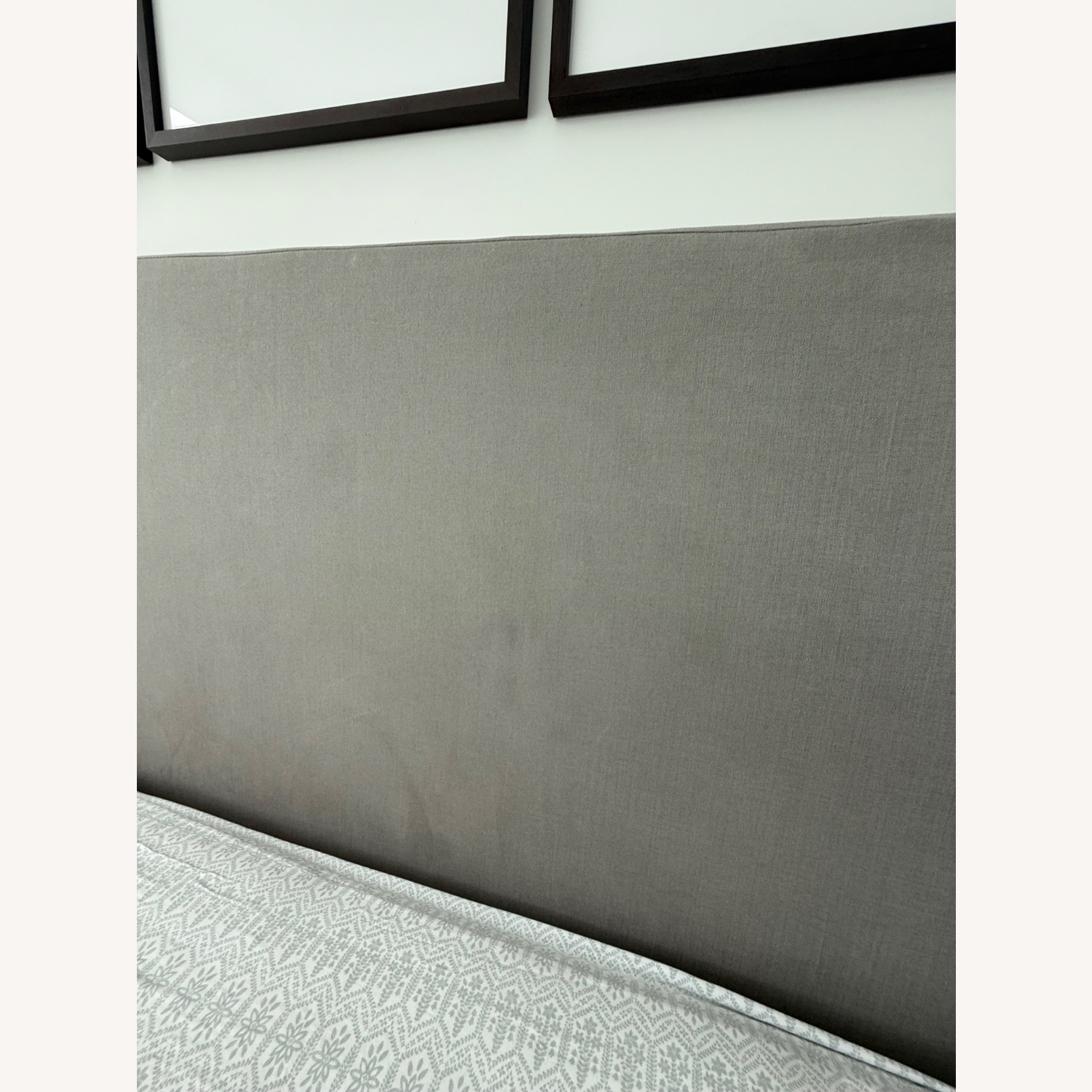 Restoration Hardware King Sized Grey Fabric Headboard - image-3