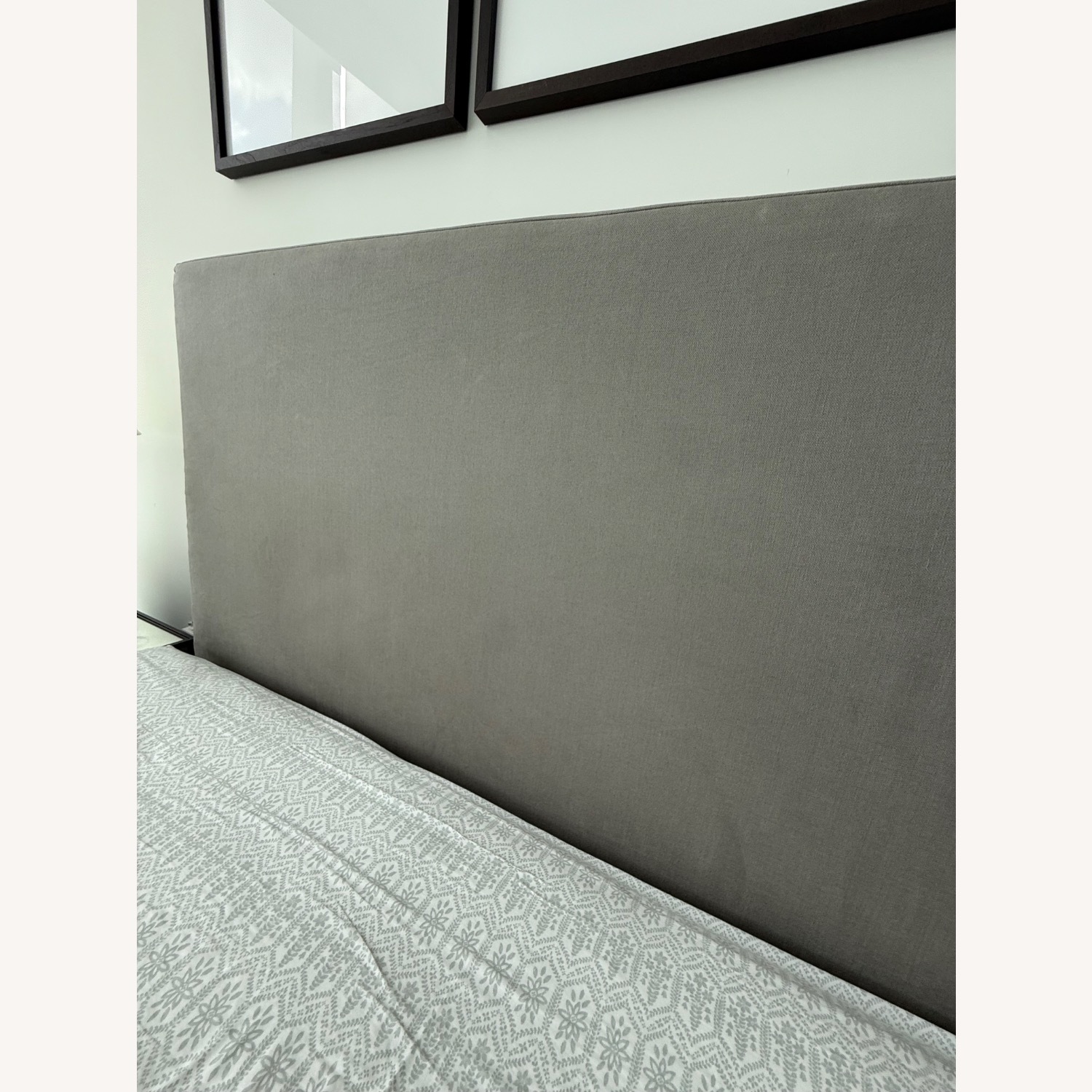 Restoration Hardware King Sized Grey Fabric Headboard - image-2