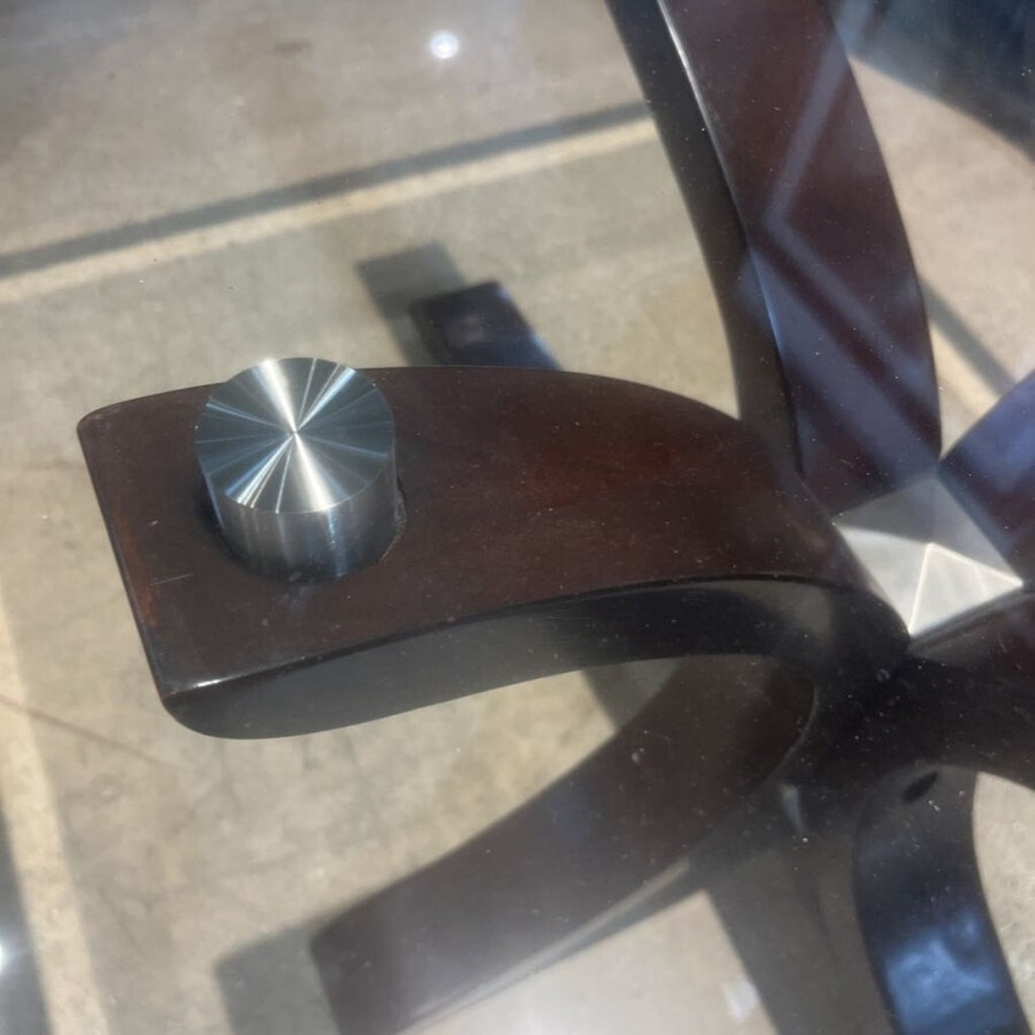Swayed Wood Base w Glass Top Coffee Table - image-4