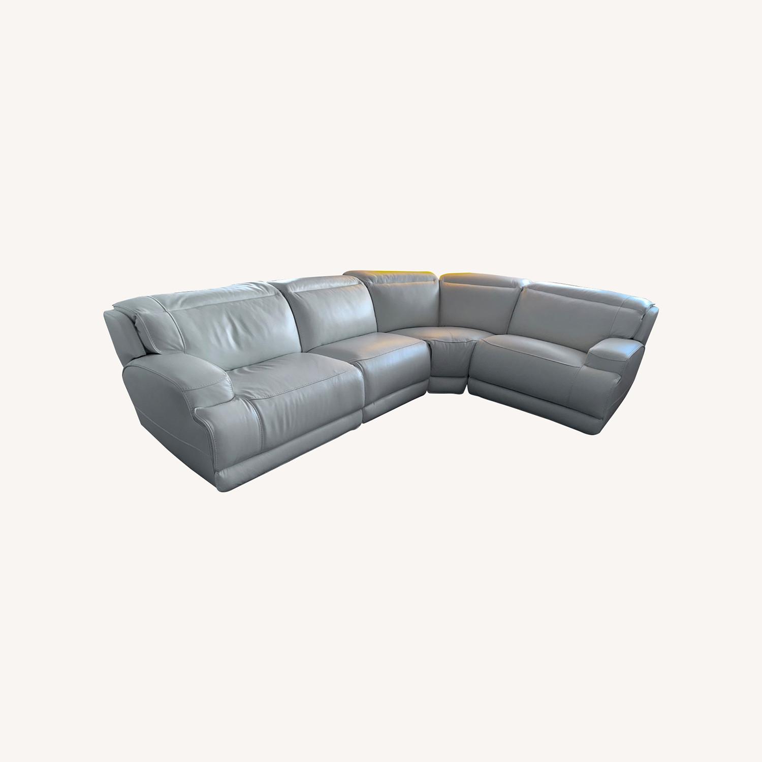 White Leather Power Recliner Sofa - image-0