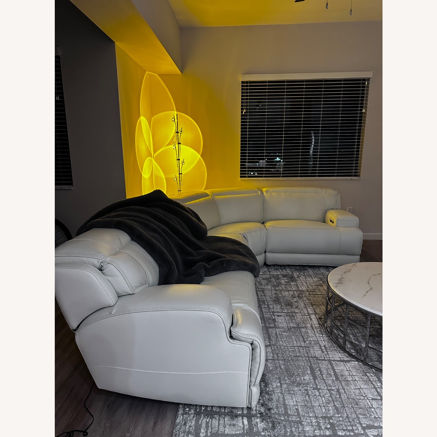 White Leather Power Recliner Sofa - image-1