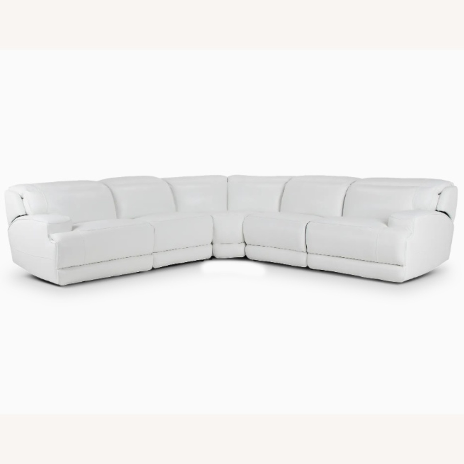 White Leather Power Recliner Sofa - image-4