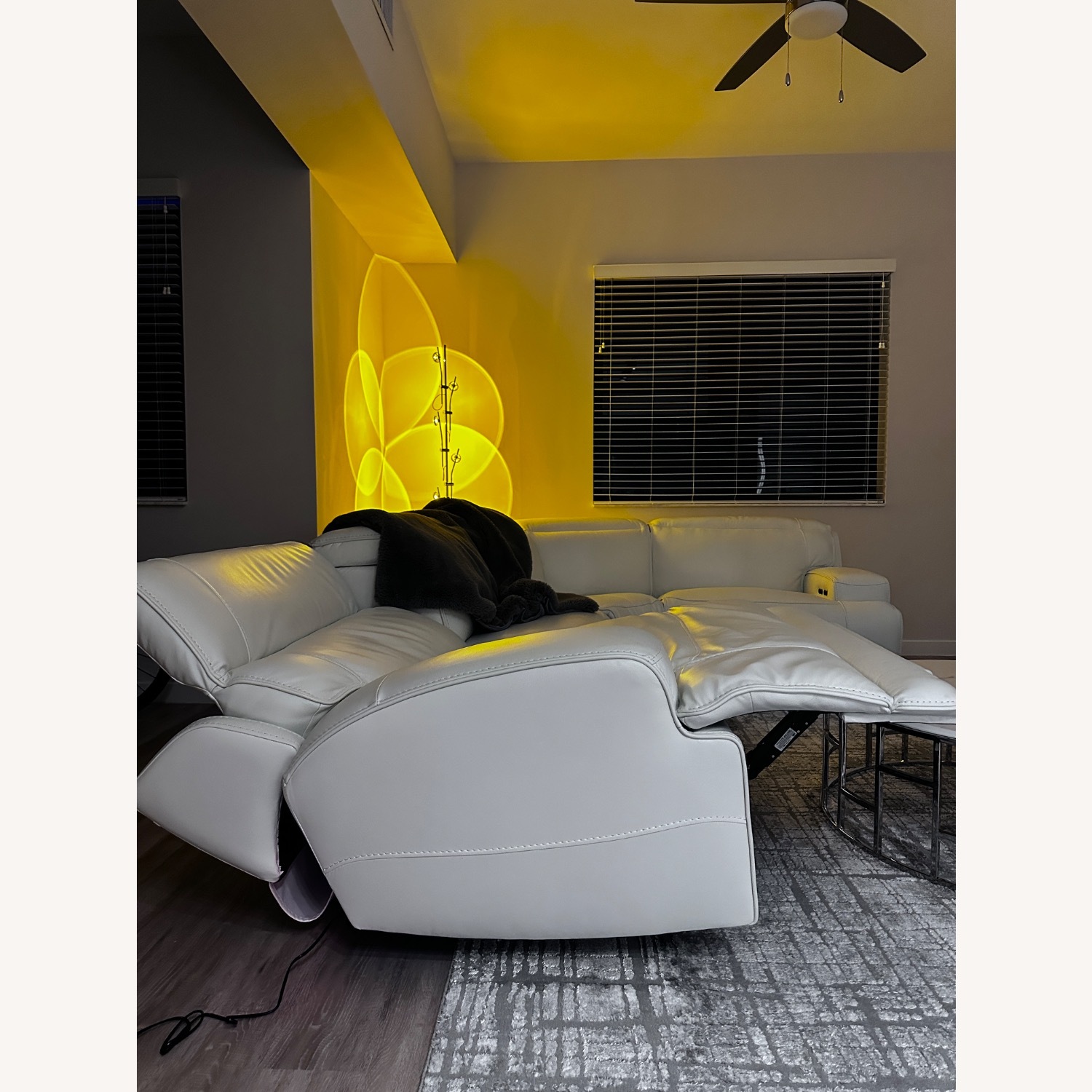 White Leather Power Recliner Sofa - image-2