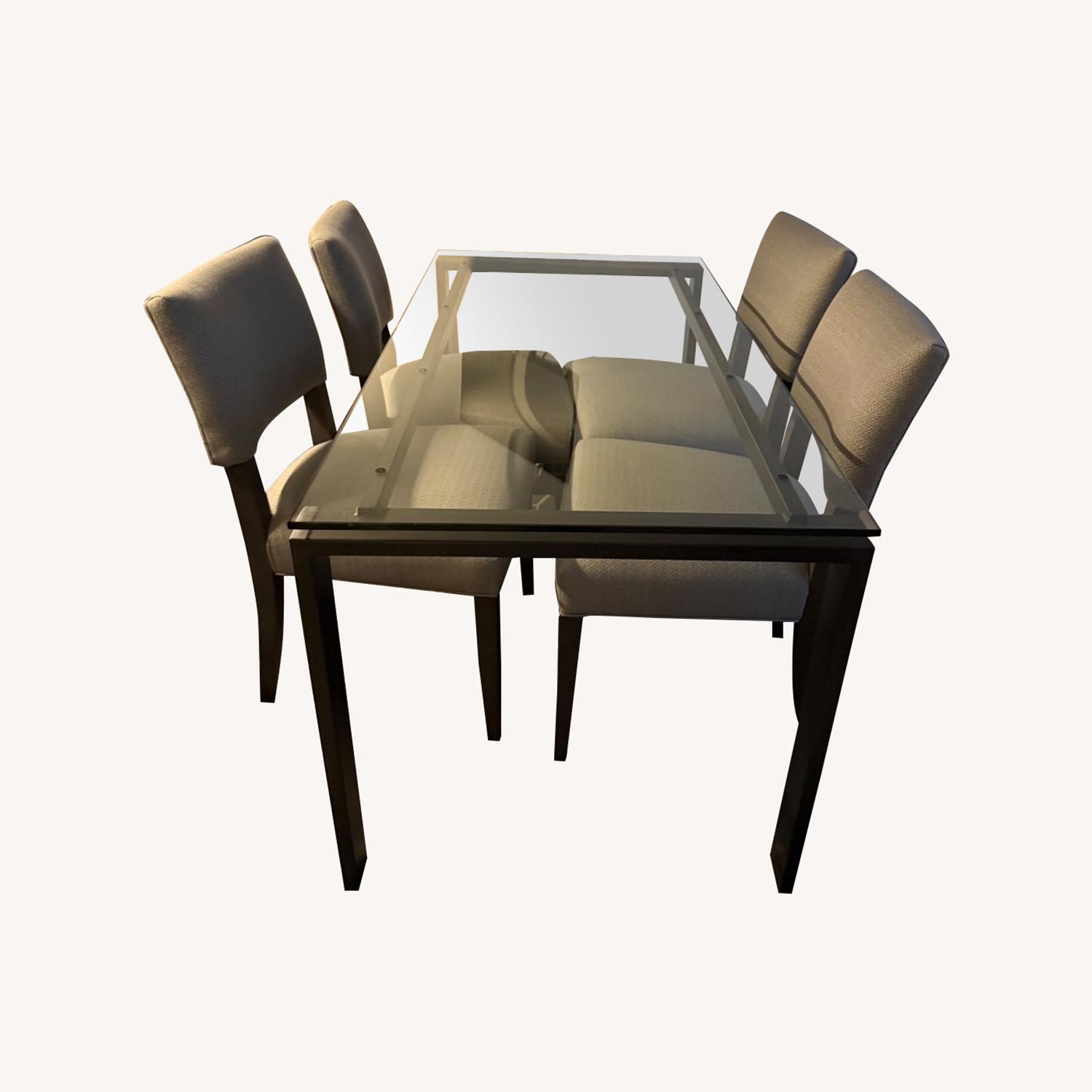 Crate & Barrel Rectangle Glass Top Dining Table  - image-0