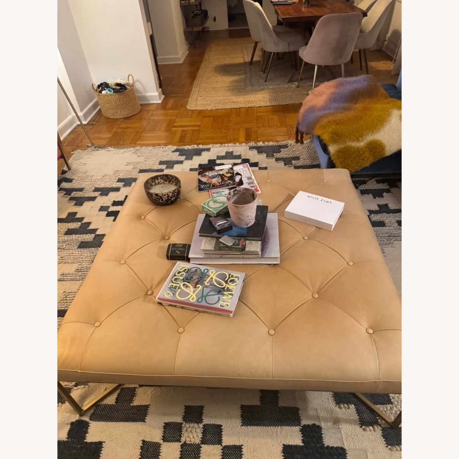 West Elm Maeve Square Leather Ottoman - image-1