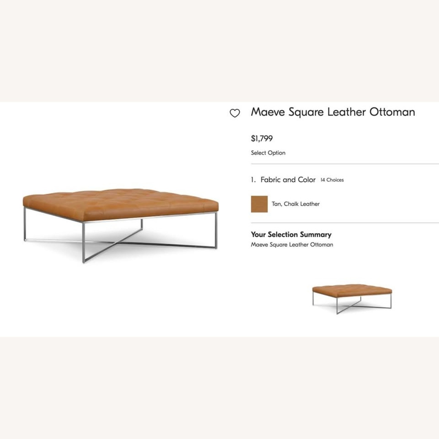 West Elm Maeve Square Leather Ottoman - image-3