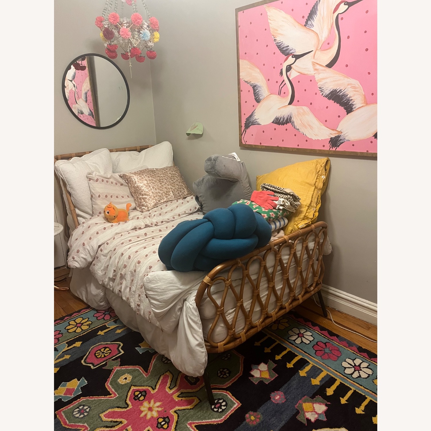 Crate & Barrel Rattan Kids Twin Bed - image-2