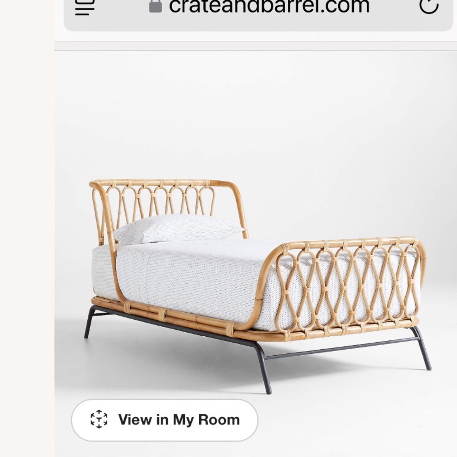Crate & Barrel Rattan Kids Twin Bed - image-1