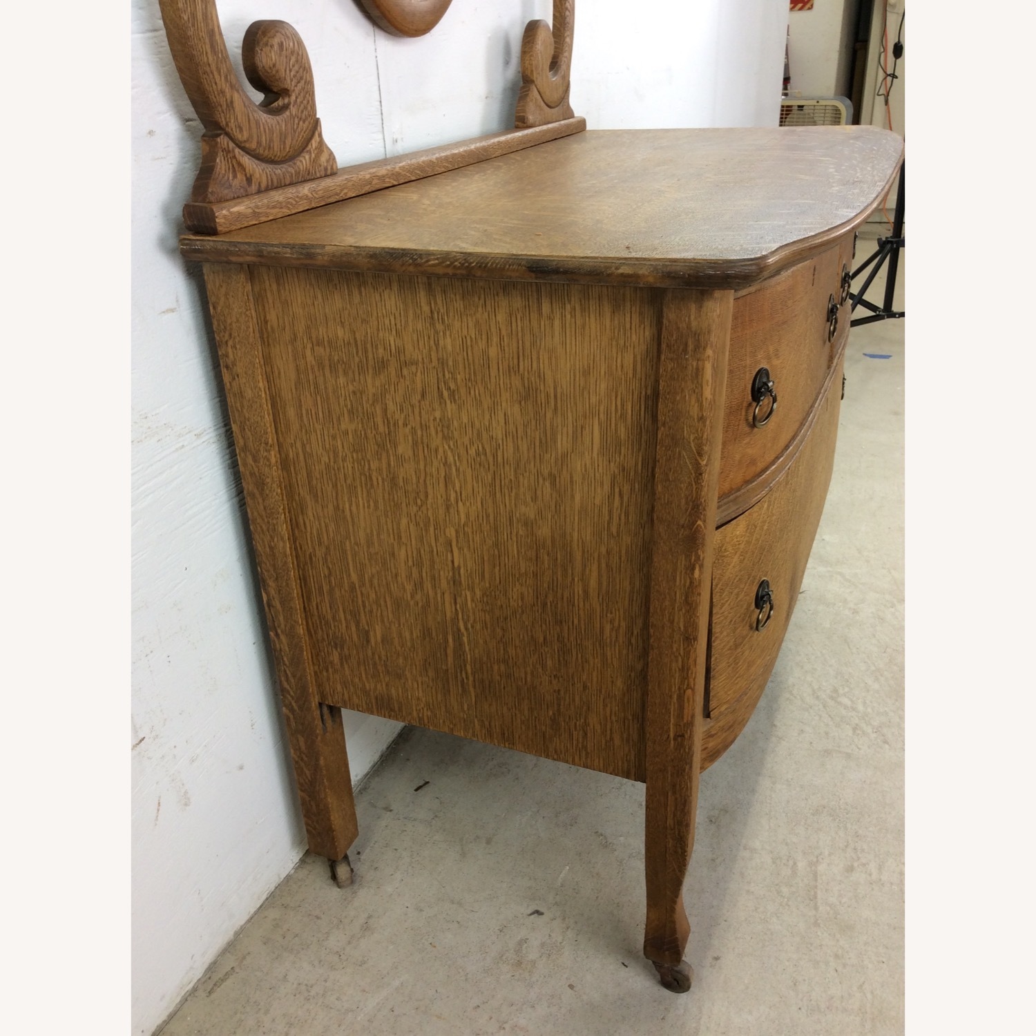 Antique Oak 3 Drawer Dresser with Oval Mirror - image-14