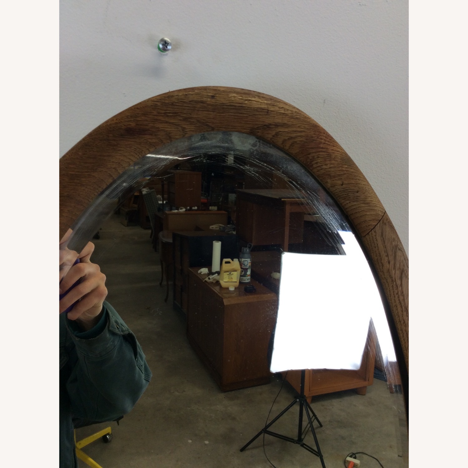 Antique Oak 3 Drawer Dresser with Oval Mirror - image-10