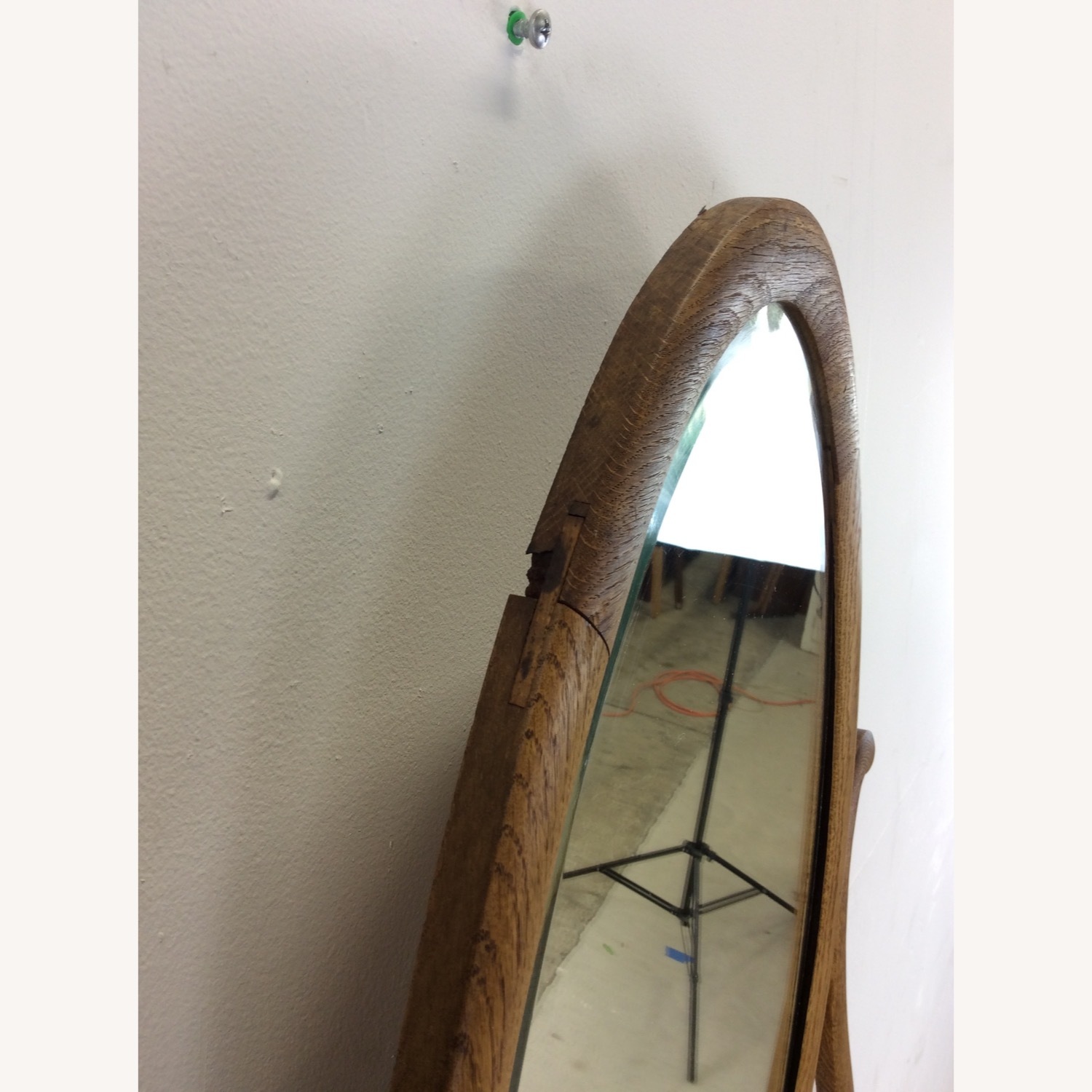 Antique Oak 3 Drawer Dresser with Oval Mirror - image-15