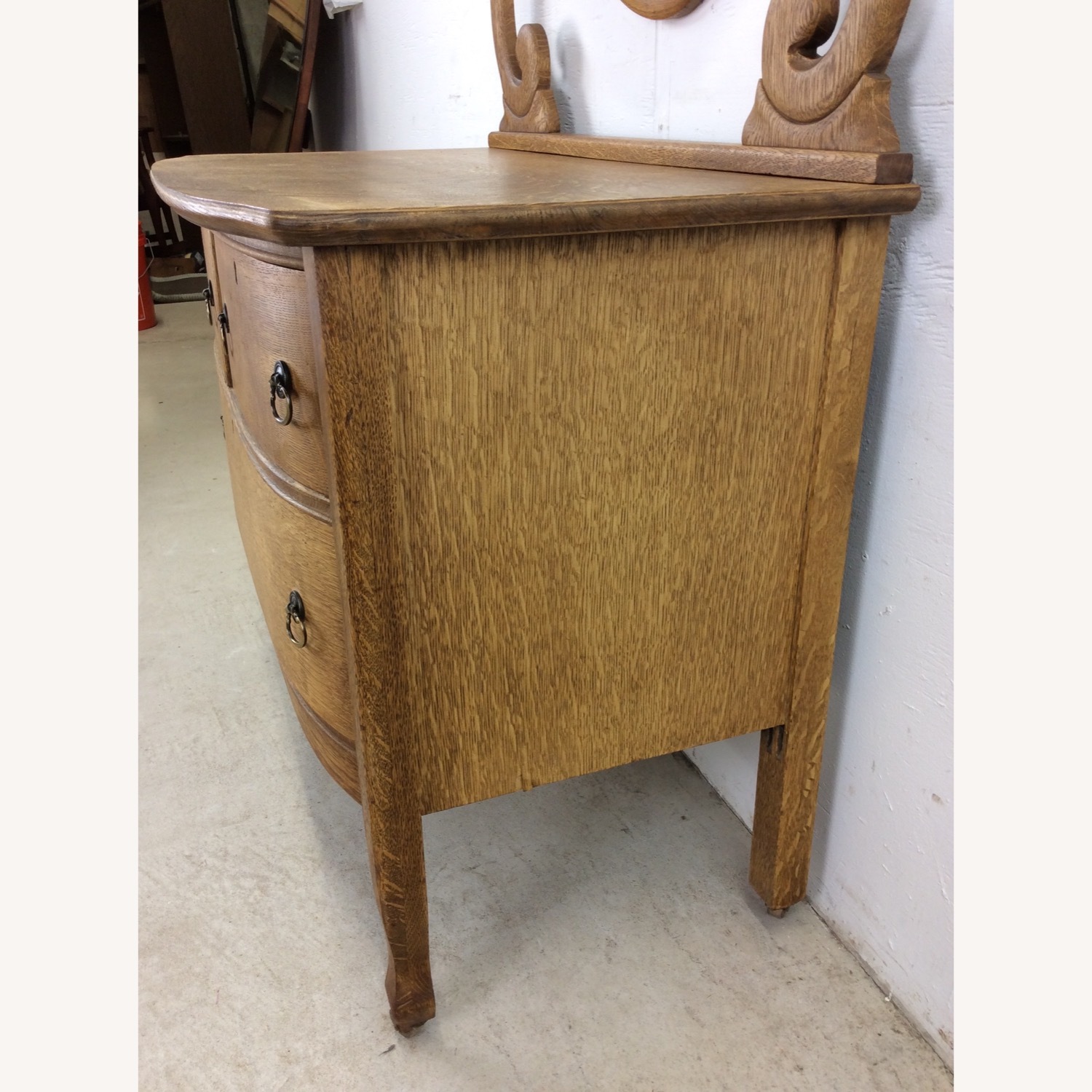 Antique Oak 3 Drawer Dresser with Oval Mirror - image-12