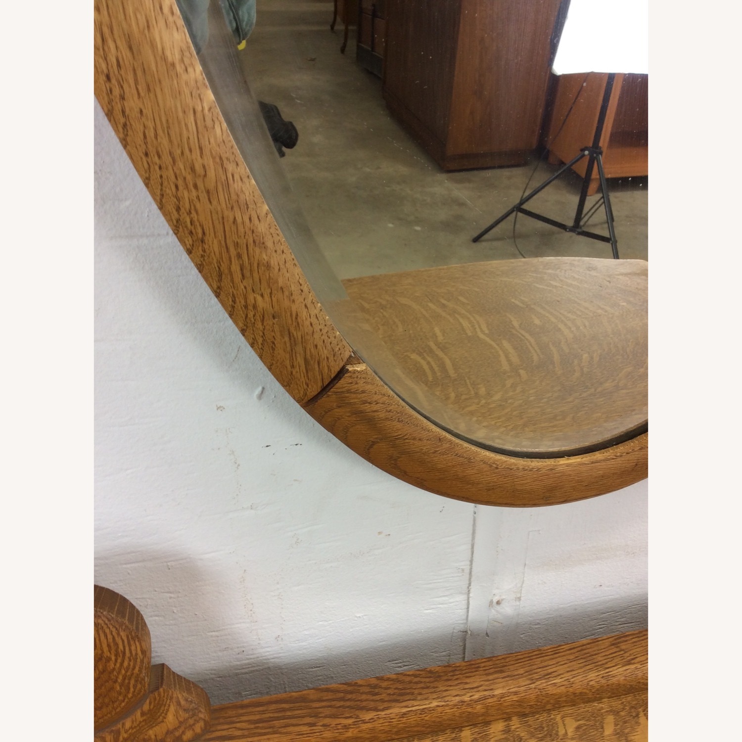 Antique Oak 3 Drawer Dresser with Oval Mirror - image-9