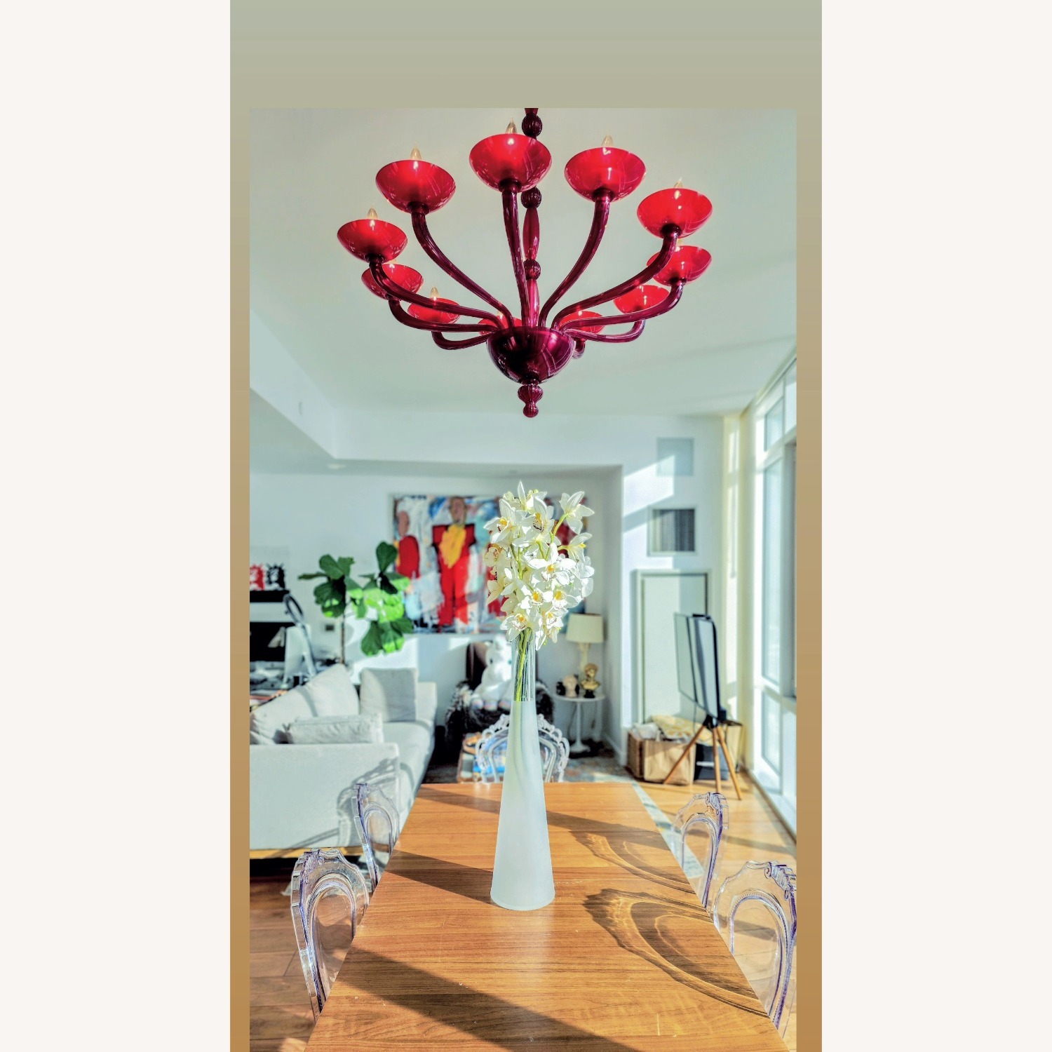 Antenoreo Venetian red Chandelier by Mazzega1946 - image-7