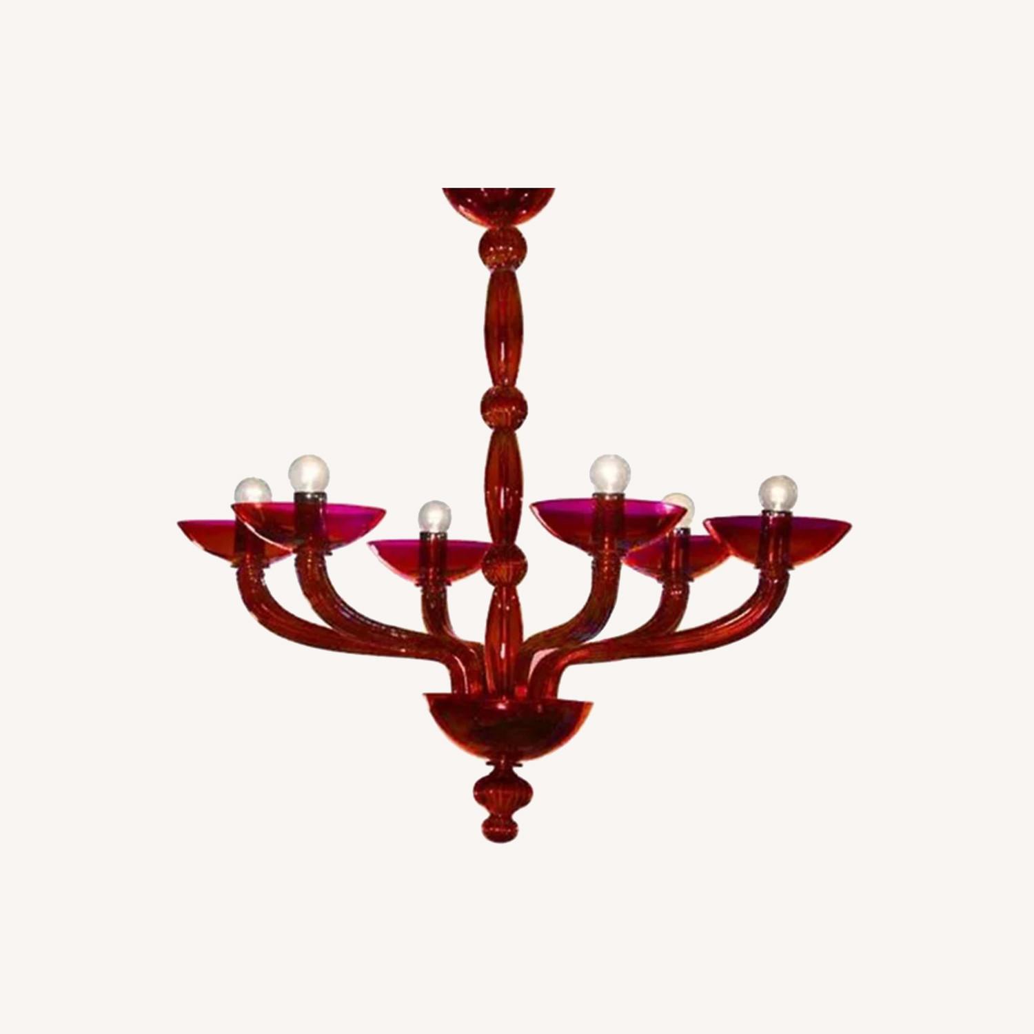 Antenoreo Venetian red Chandelier by Mazzega1946 - image-0