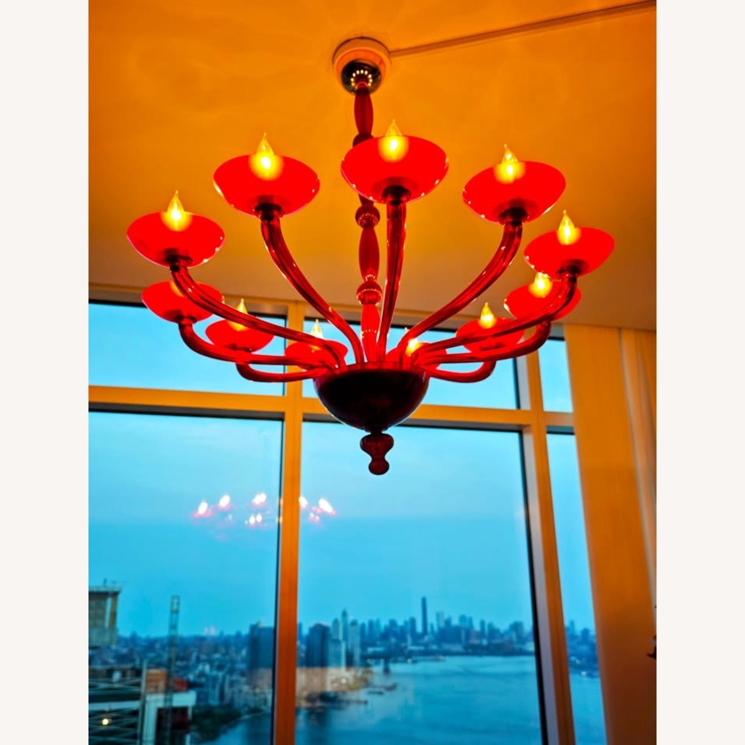 Antenoreo Venetian red Chandelier by Mazzega1946 - image-2
