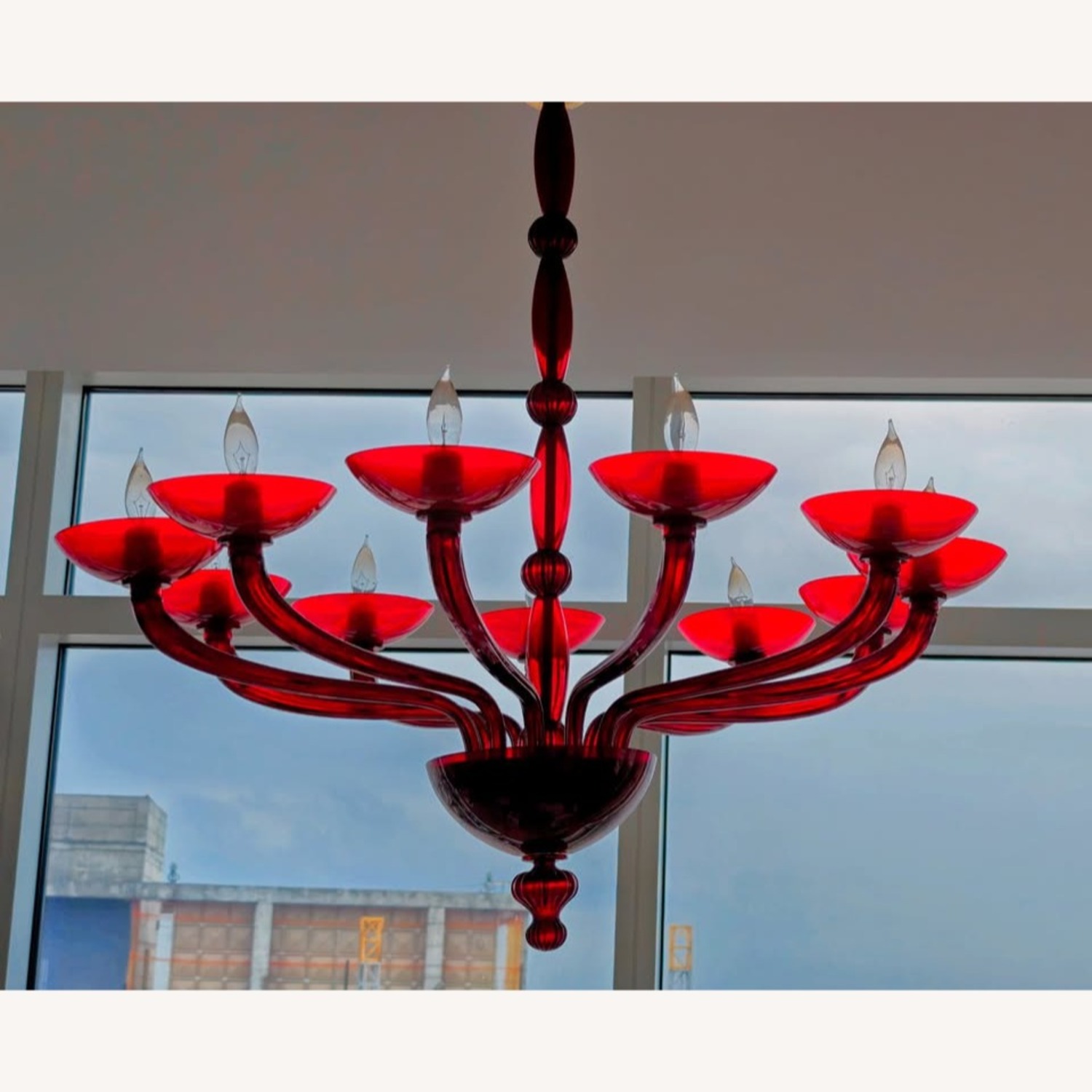 Antenoreo Venetian red Chandelier by Mazzega1946 - image-3