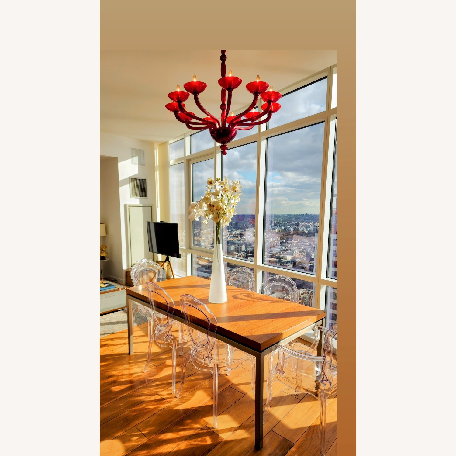 Antenoreo Venetian red Chandelier by Mazzega1946 - image-6