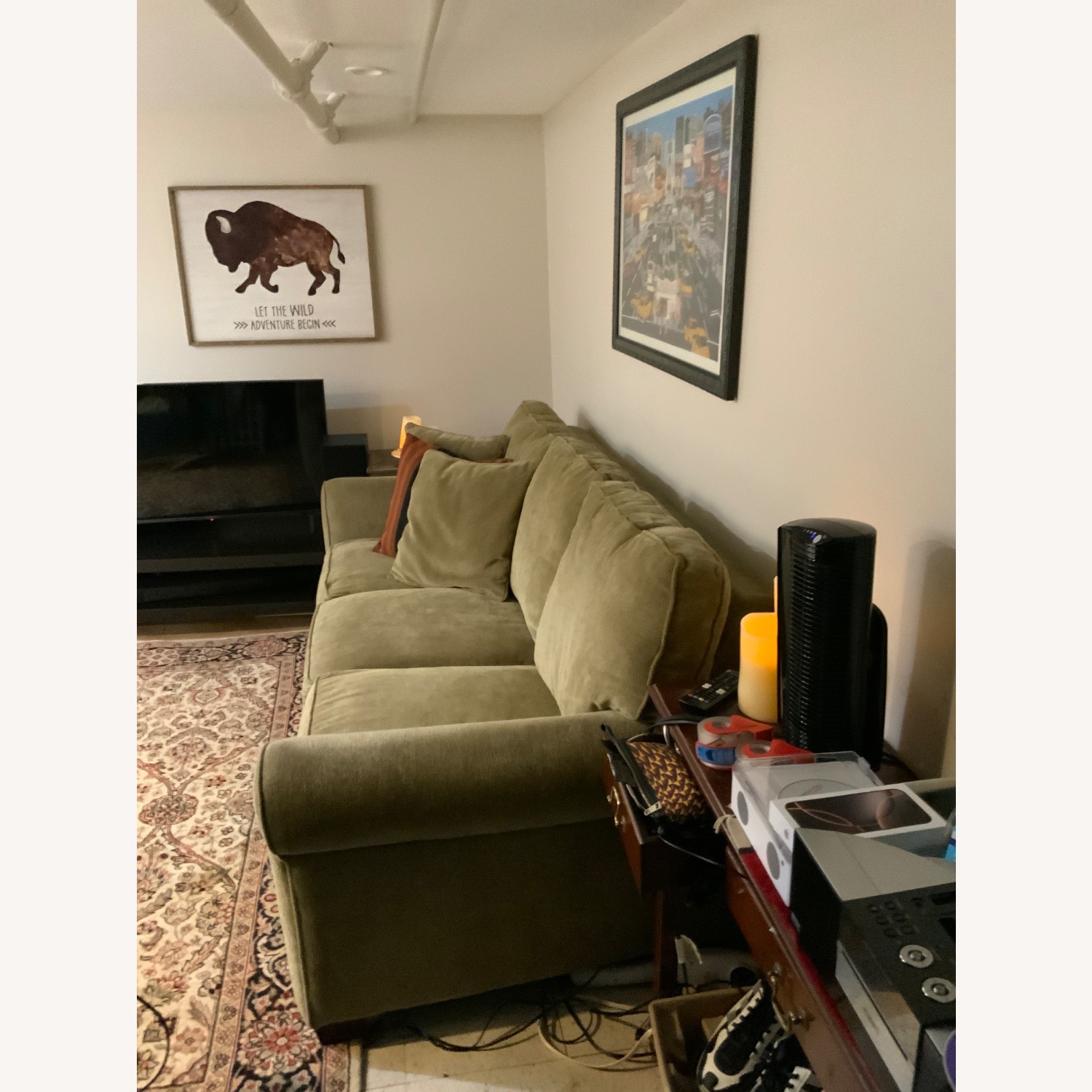 3-seater Sleeper Sofa in Green - image-3