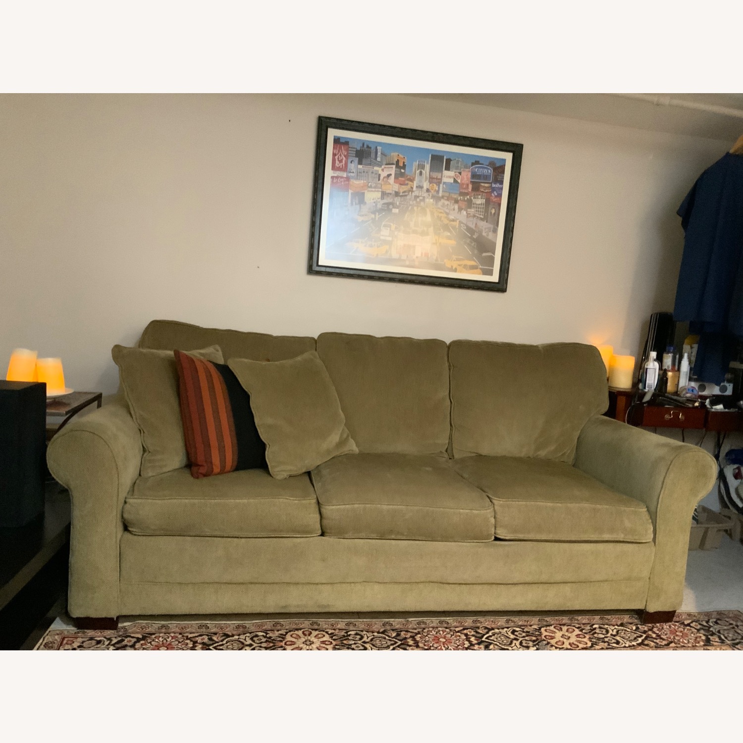 3-seater Sleeper Sofa in Green - image-1