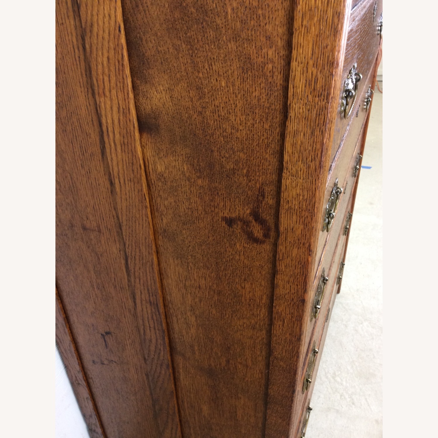 Antique Oak 6 Drawer Dresser with Brass Hardware - image-15