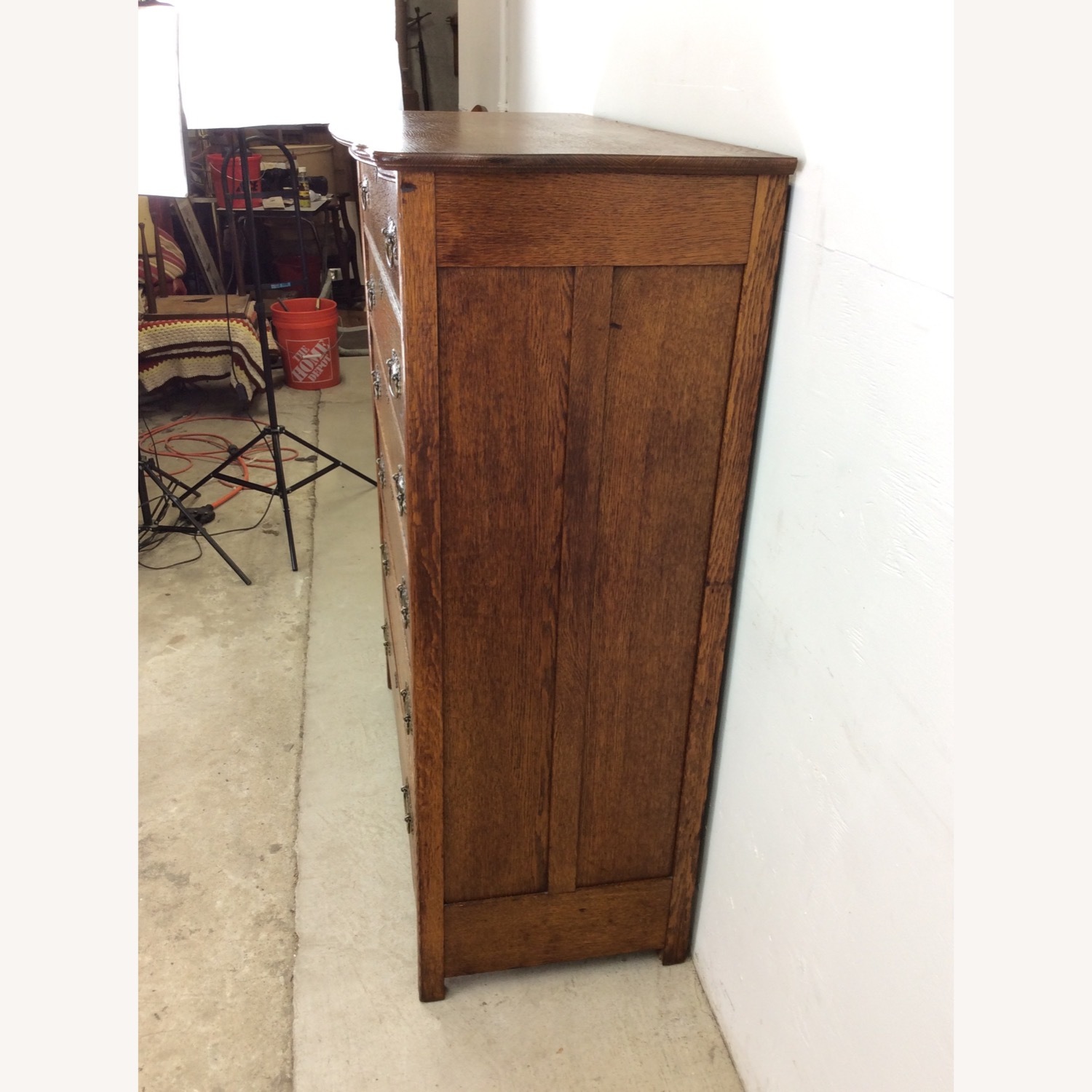 Antique Oak 6 Drawer Dresser with Brass Hardware - image-9
