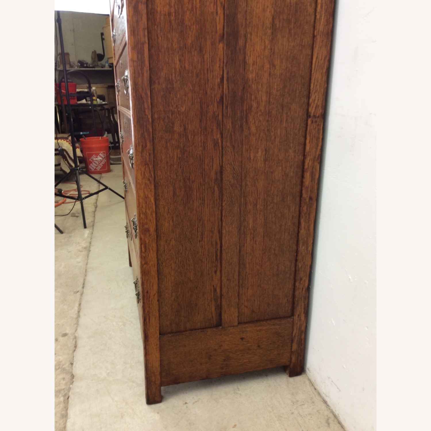 Antique Oak 6 Drawer Dresser with Brass Hardware - image-11