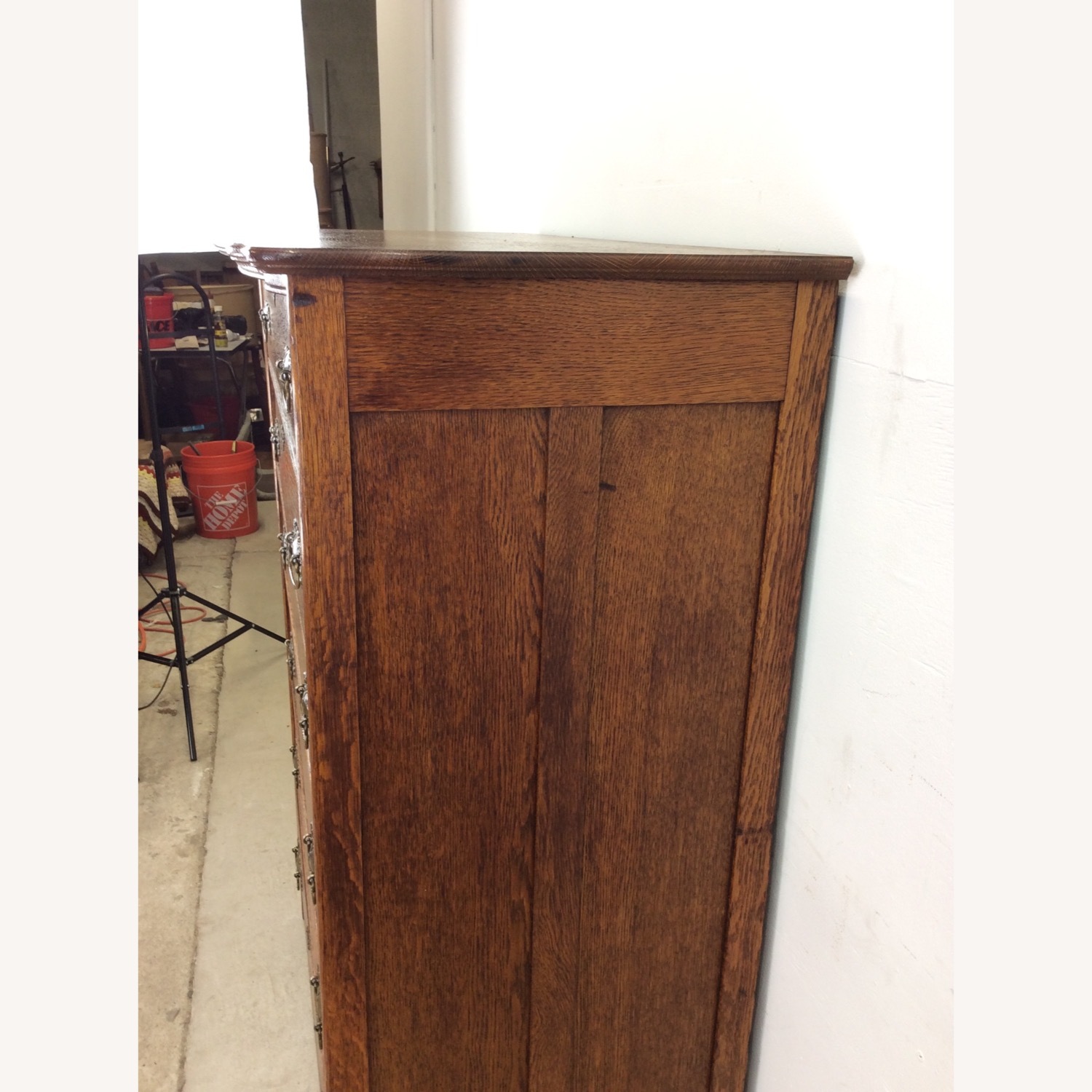Antique Oak 6 Drawer Dresser with Brass Hardware - image-10
