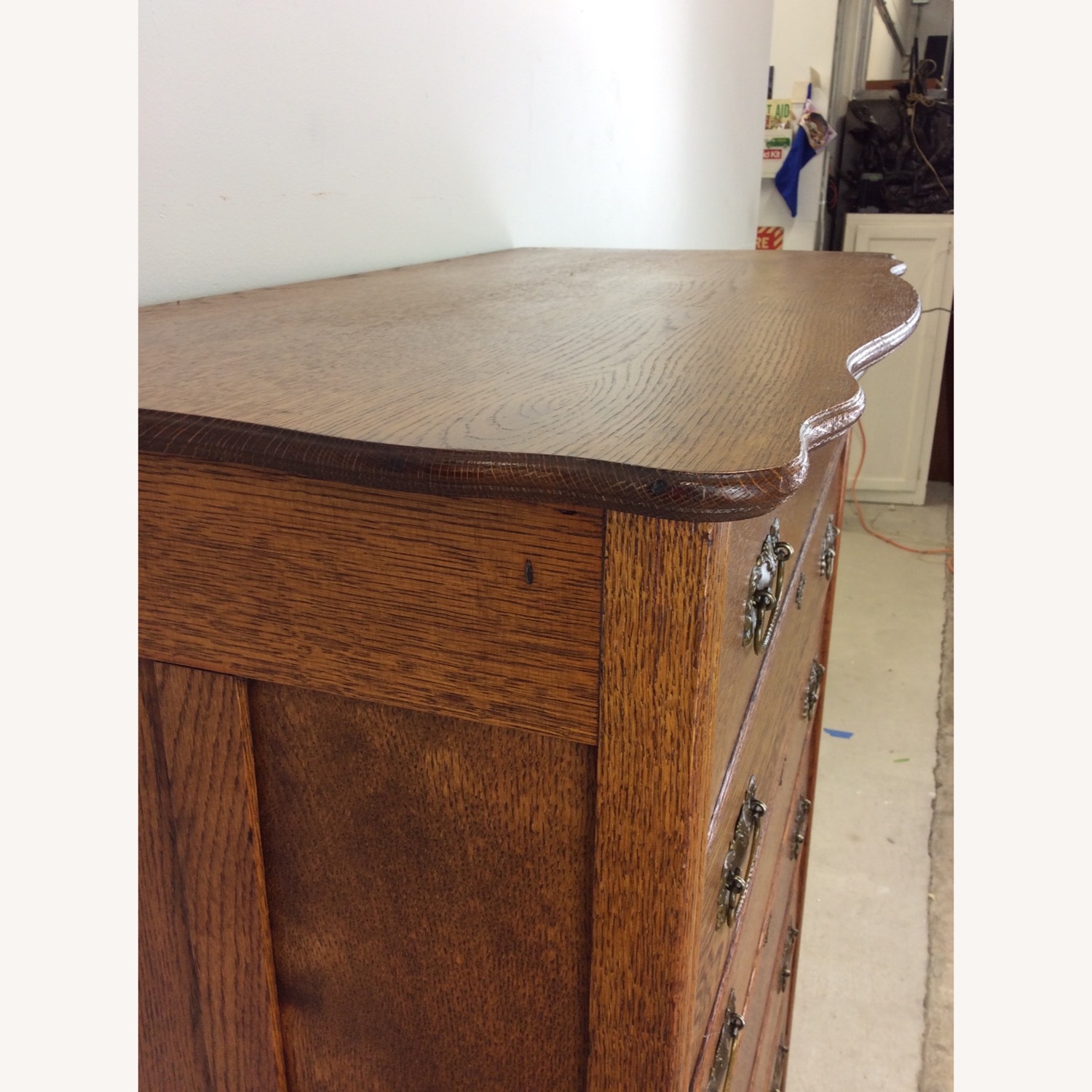 Antique Oak 6 Drawer Dresser with Brass Hardware - image-14