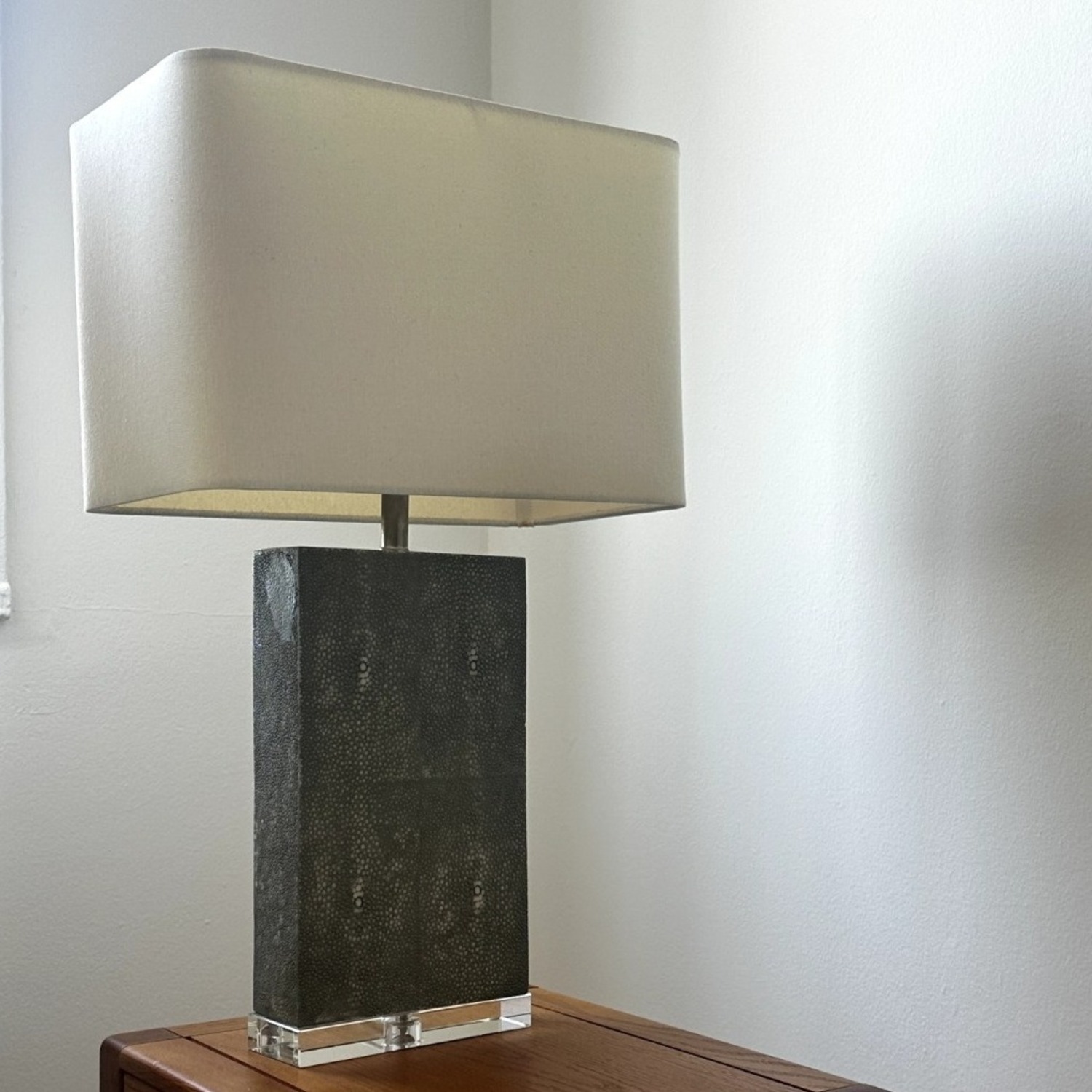 Textured Leather Gray Table Lamp - image-2
