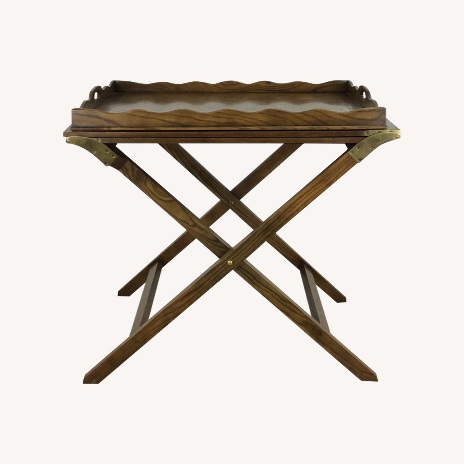 Vintage Campaign Serving Tray with 2 Folding Leafs - image-0