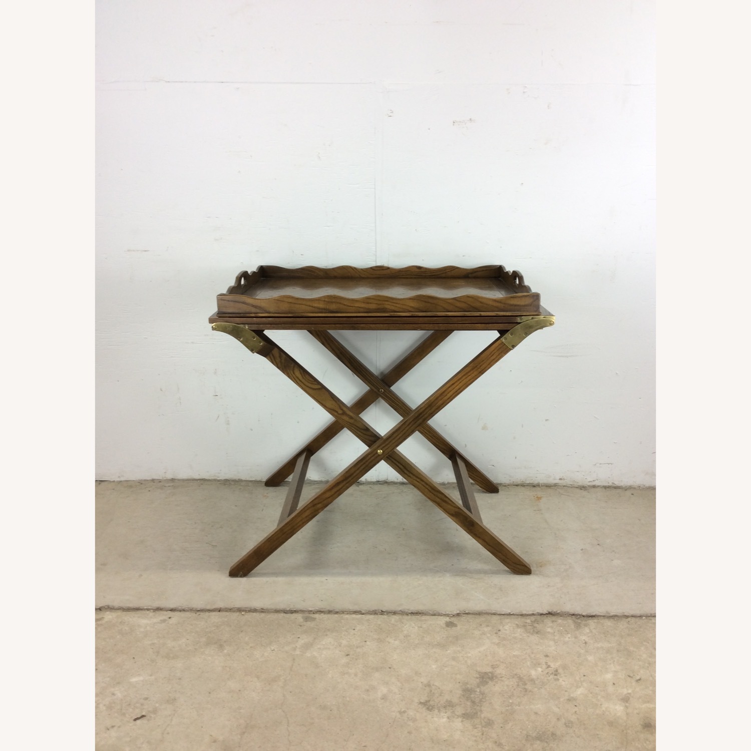 Vintage Campaign Serving Tray with 2 Folding Leafs - image-3